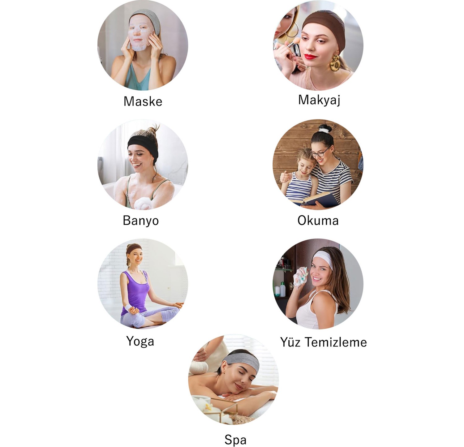 Salvia Dione Spor Saç Bantları - Elastik Kaymaz İnce Saç Ter Kafa Bandı Bandana, Kadın & Erkek Koşu Fitness Yoga Pilates Makyaj Yüz Yıkama Atletik Egzersiz Saç Bandı Siyah görsel 6