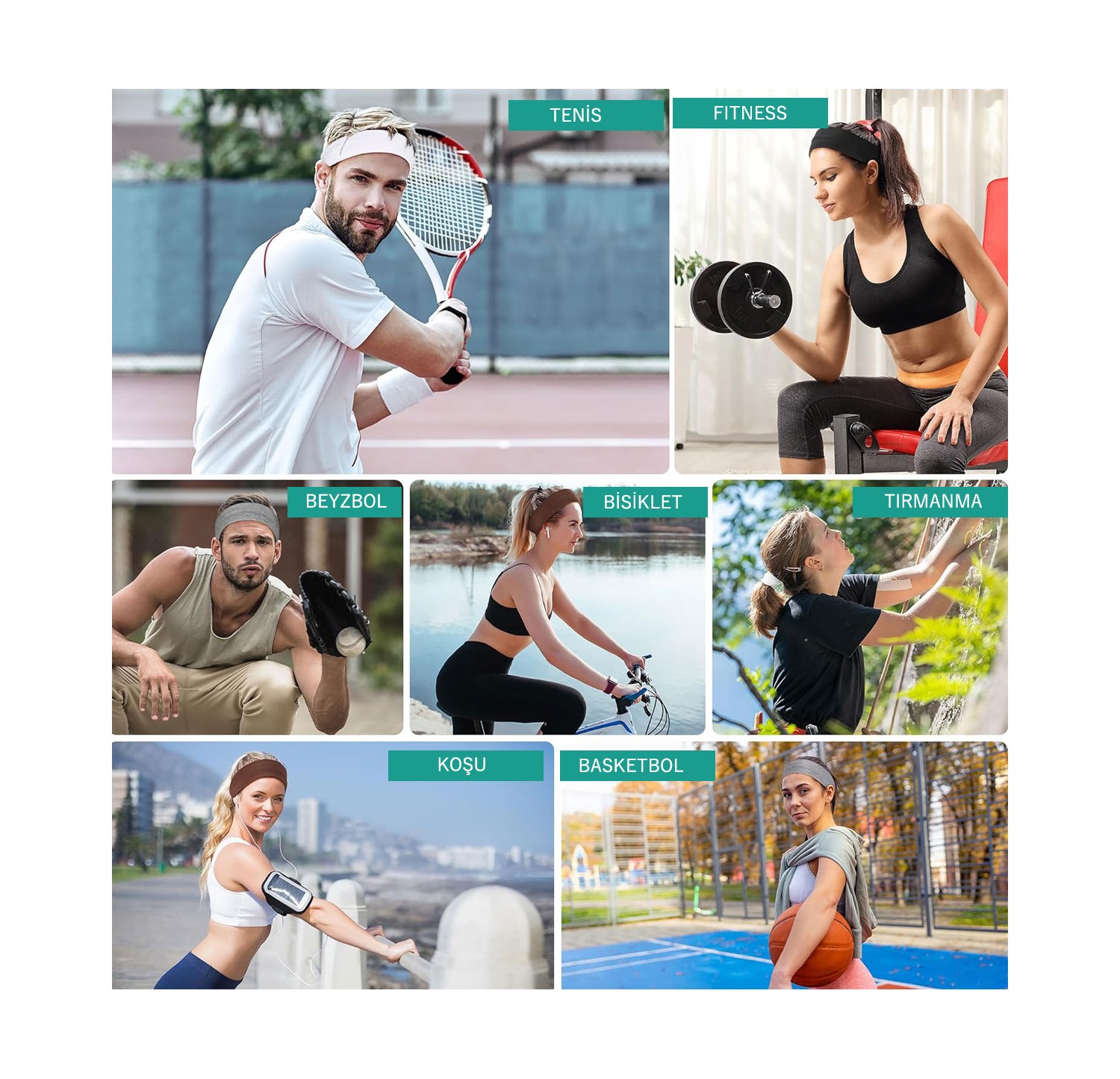 Salvia Dione Spor Saç Bantları - Elastik Kaymaz İnce Saç Ter Kafa Bandı Bandana, Kadın & Erkek Koşu Fitness Yoga Pilates Makyaj Yüz Yıkama Atletik Egzersiz Saç Bandı Siyah görsel 3