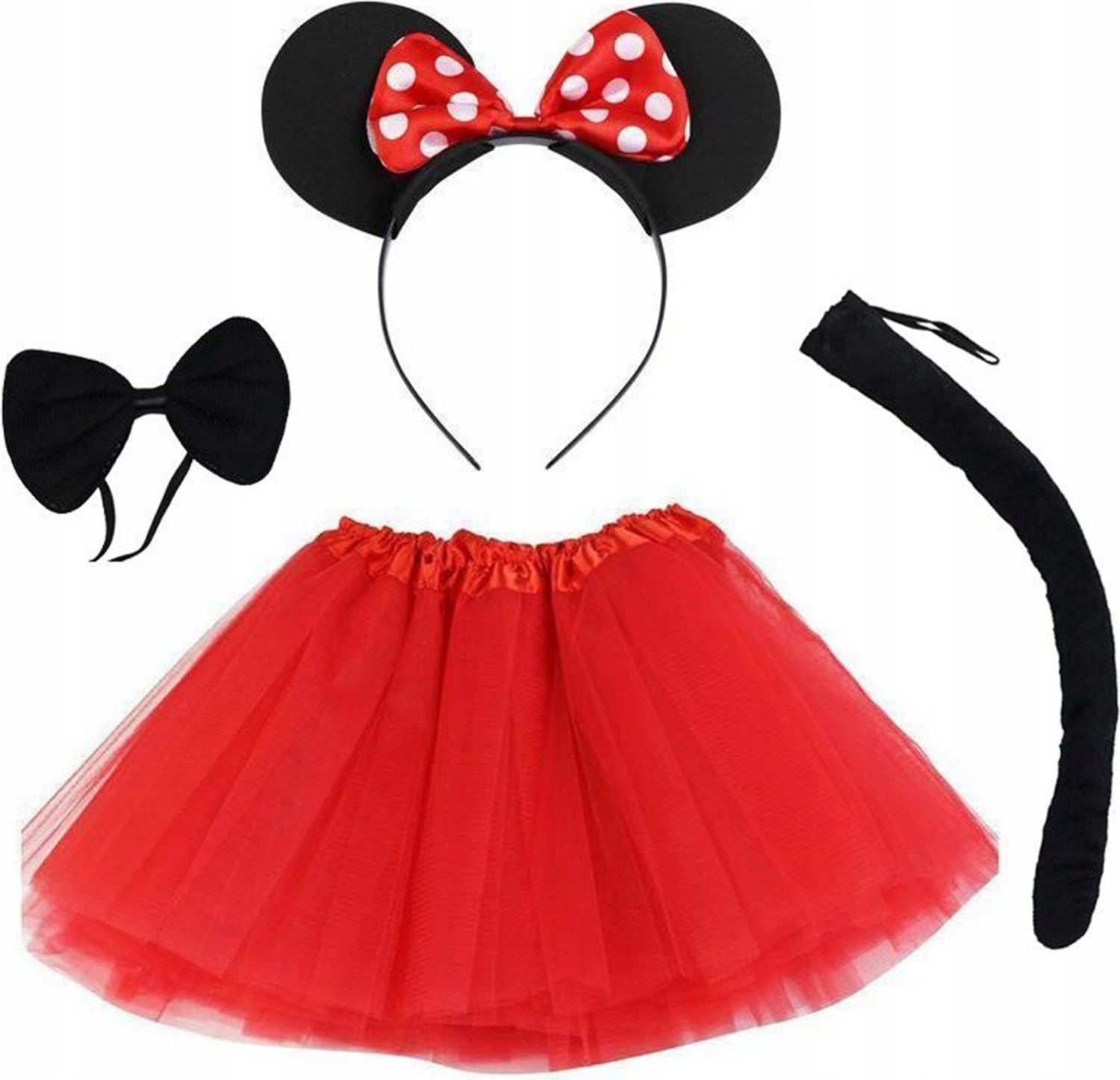 Die Grup Minnie Mouse Kostüm Seti Etek Taç Kuyruk Papyon Gösteri Seti