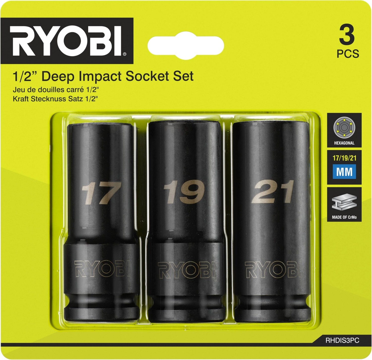 Aesco Ryobı RHDIS3PC Derin Kuyu Darbeli Soket Seti (3 Parça) görsel 2