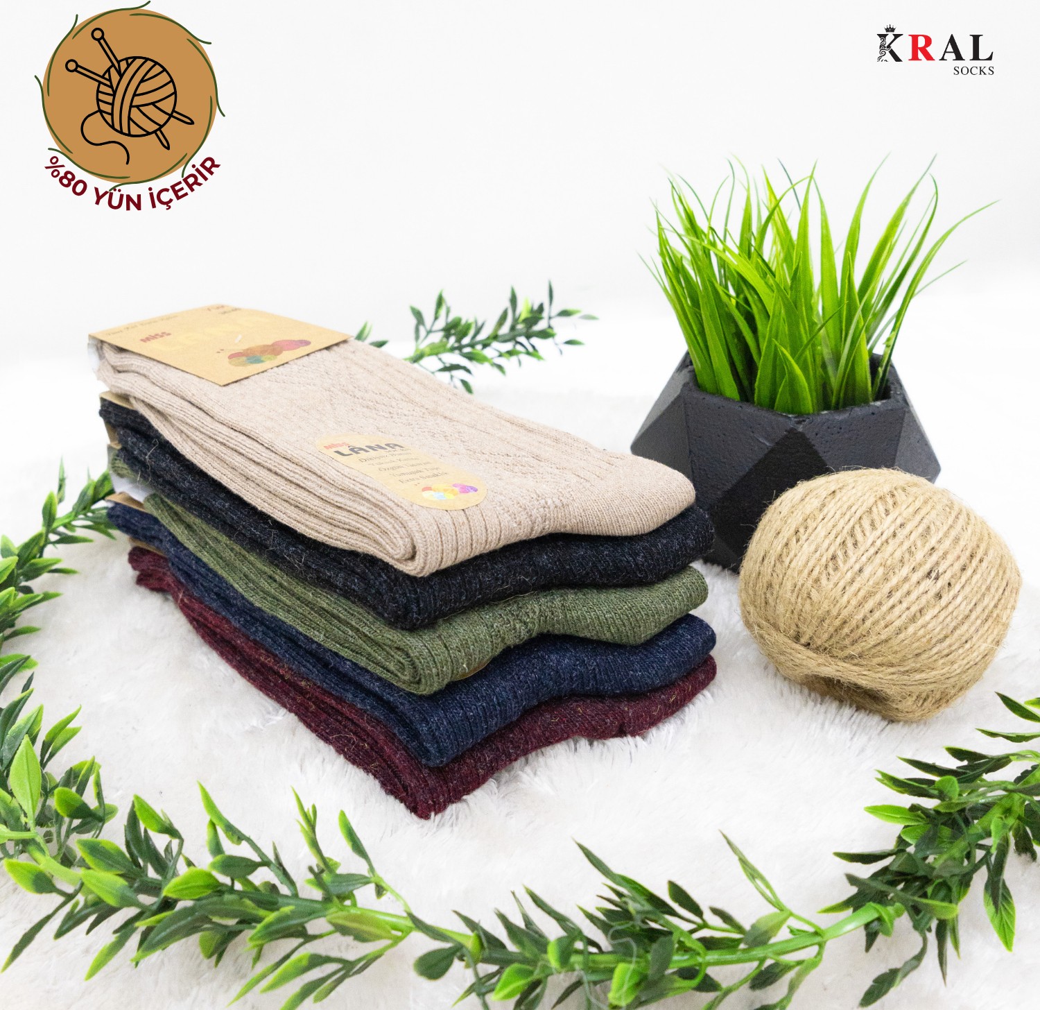 Kral Socks Çorap (5 Çift) Kışlık Yün Çorap Lambswool (Özel Kuzu Yünlü) Kadınlar Için Termal Özellikli görsel 6