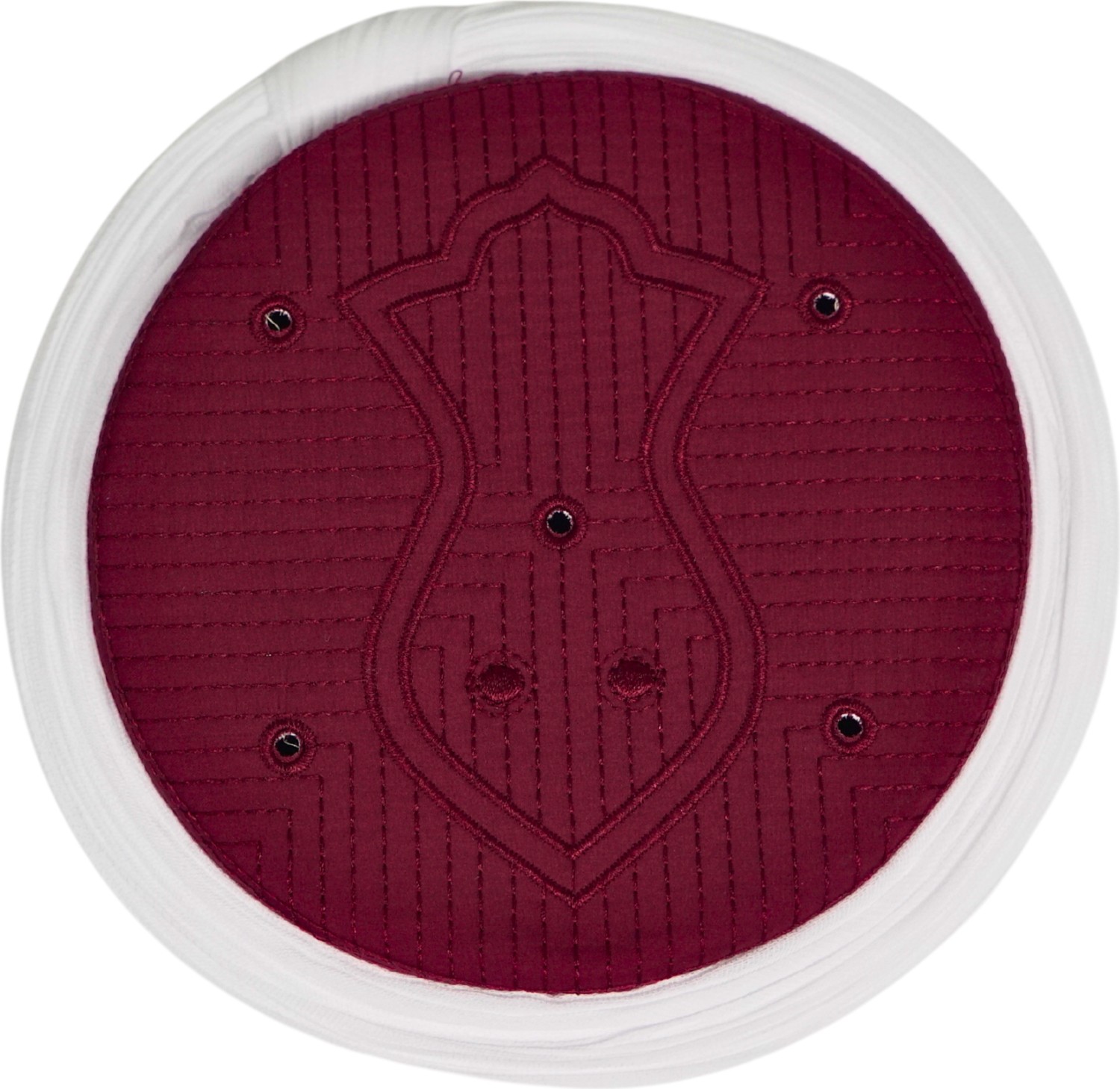 Sarıkhane Namaz Sarığı-Beyaz Kumaş-Bordo Takke-Düz Sarım-Nâli Şerif-5 Metre görsel 2