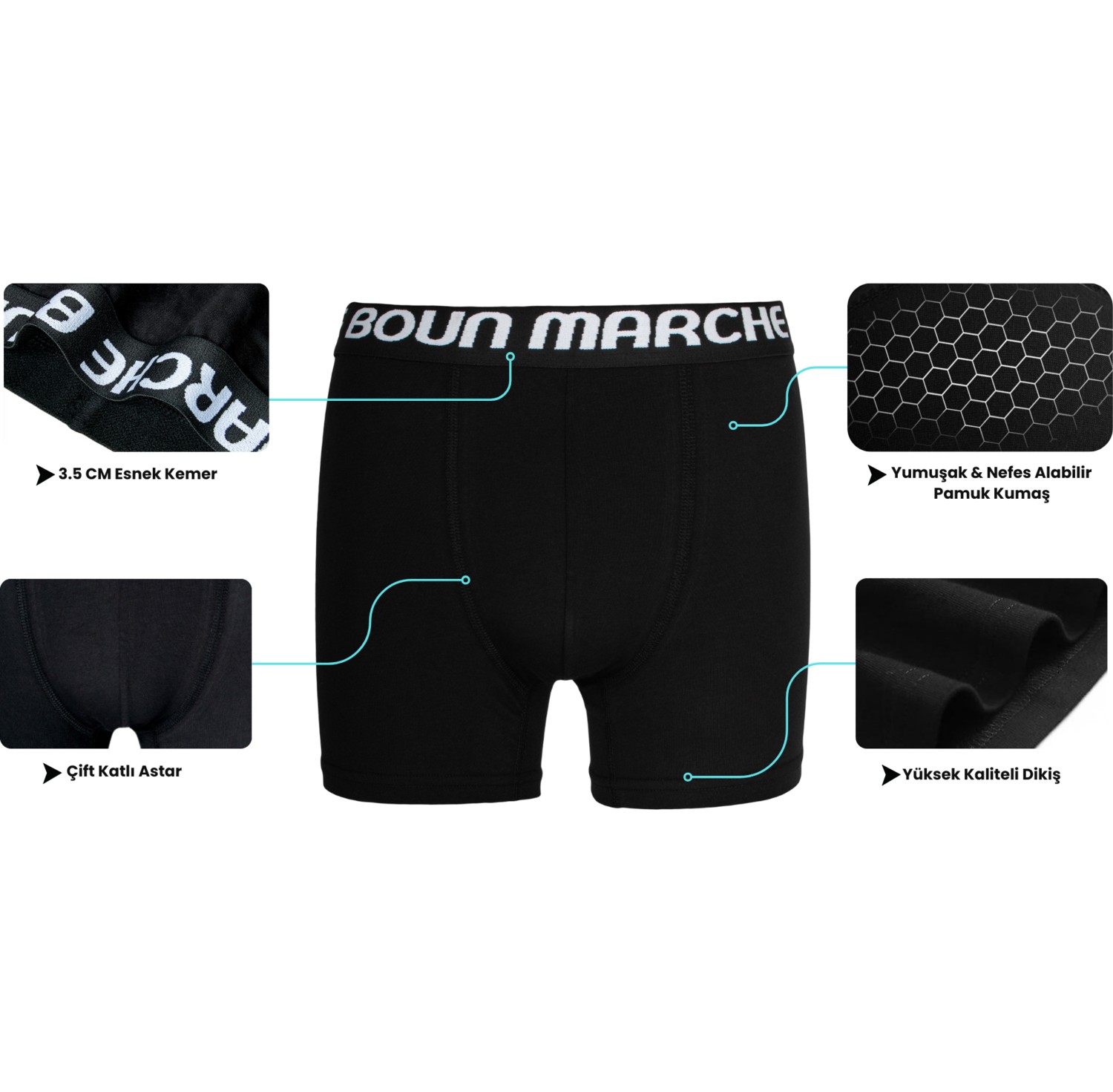 Boun Marche Erkek Boxer Likralı Premıum 6'lı Kutu Boris Bm-Clr görsel 4