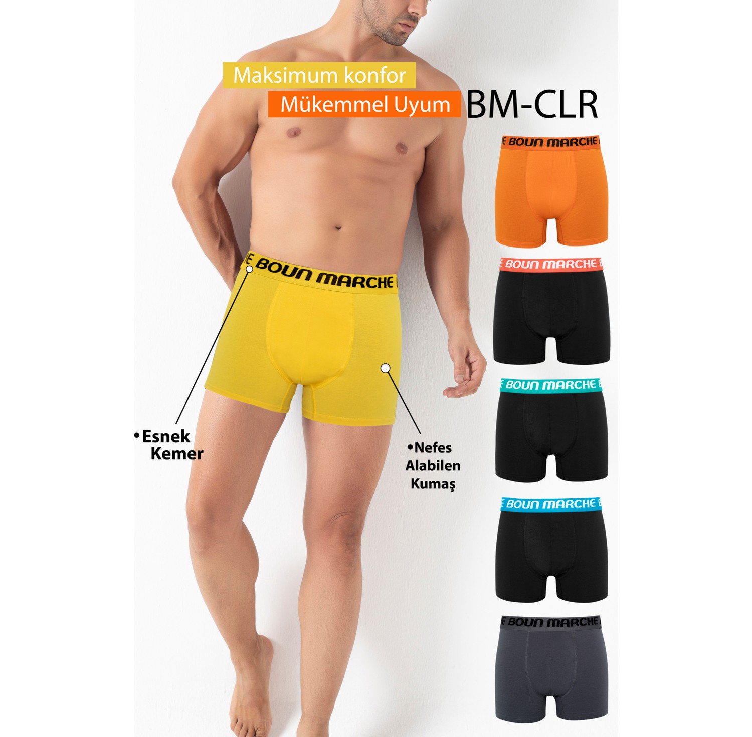 Boun Marche Erkek Boxer Likralı Premıum 6'lı Kutu Boris Bm-Clr görsel 3