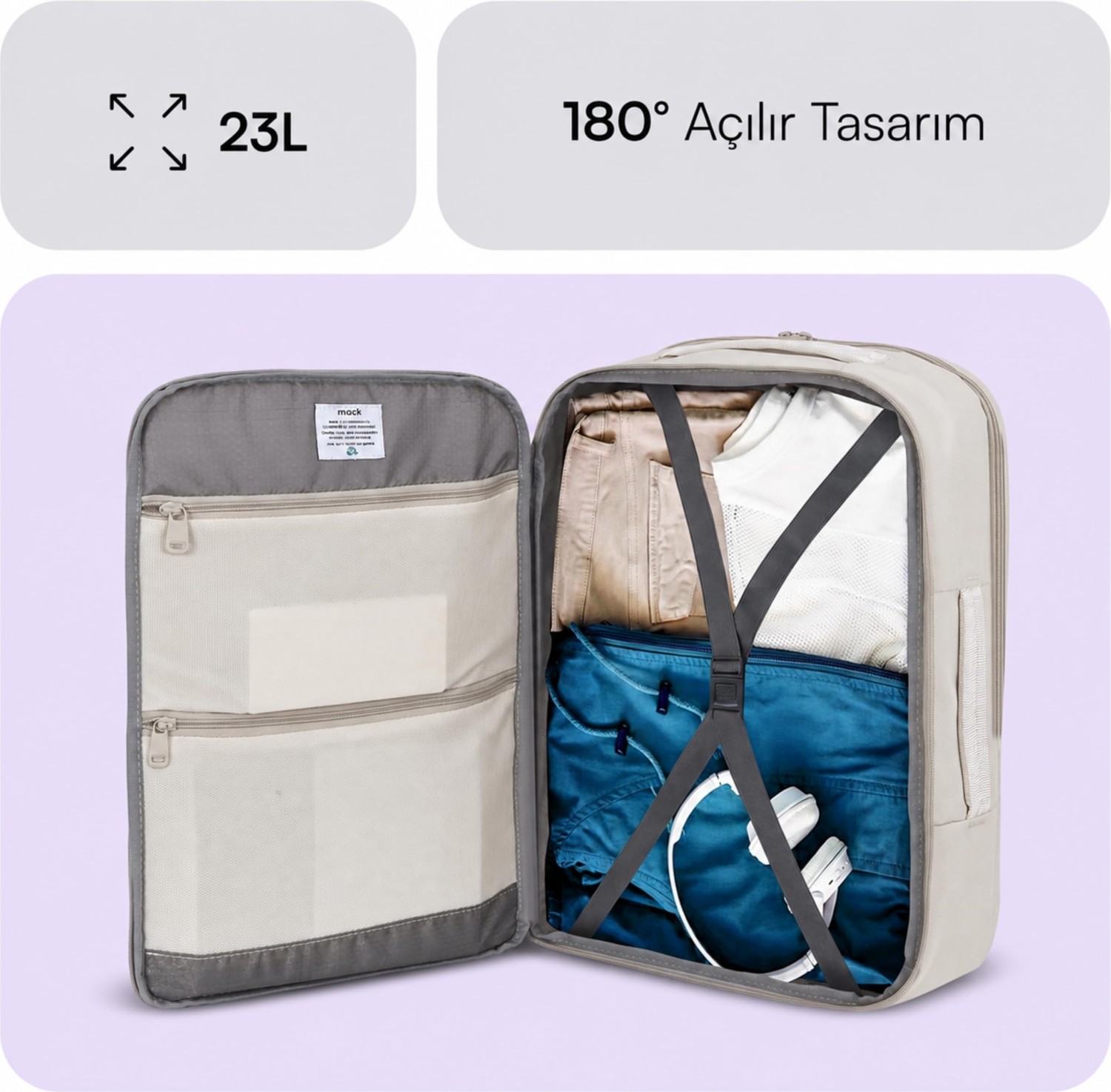 Die Grup Mack Explor Lite Eco MCE-1216 23L El Bagajı Seyahat Sırt Çantası, 16 Inç Laptop Sırt Çantası, Su Itici Kabin Boy Sırt Çantası, Çevre Dostu, Reflektörlü Hafta Sonu Çantası görsel 3