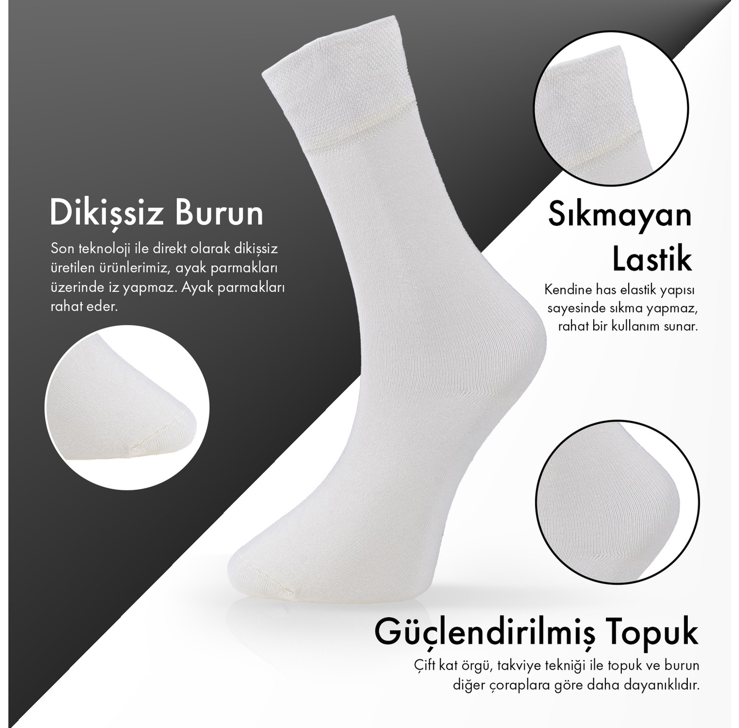 Lion Monroe Saf Bambu 4 Mevsim Erkek Soket Uzun Düz Siyah Çorap Dikişsiz Premium Hediye Kutulu 6'lı Prime Bamboo Serisi L5952AZNB görsel 7