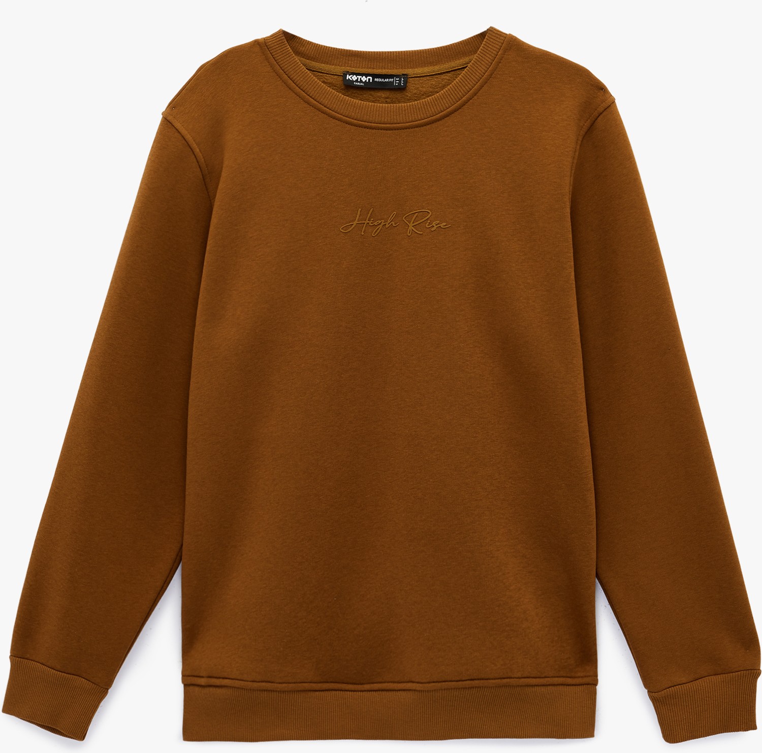 Koton Regular Fit Uzun Kollu Şardonlu Bisiklet Yaka Basic Baskılı Sweatshirt