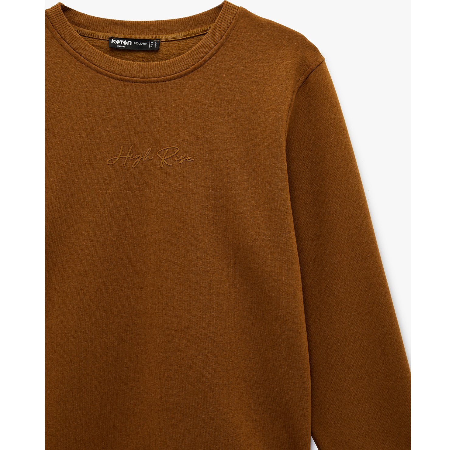 Koton Regular Fit Uzun Kollu Şardonlu Bisiklet Yaka Basic Baskılı Sweatshirt görsel 3
