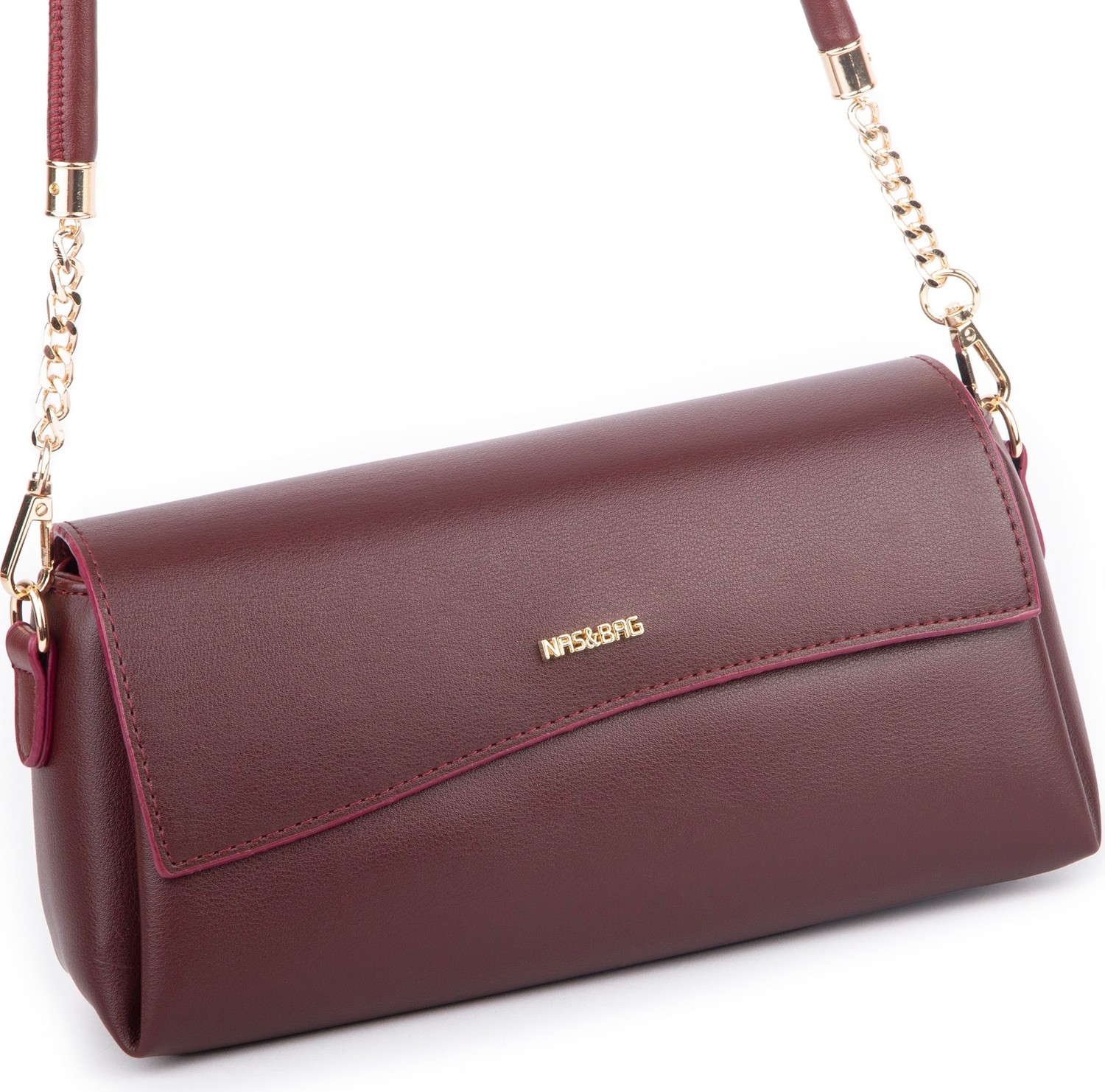 Nas Bag Kadın Sade Şık Omuz ve Çapraz Çanta (En 24 cm ;boy 12 cm ) Bordo görsel 7