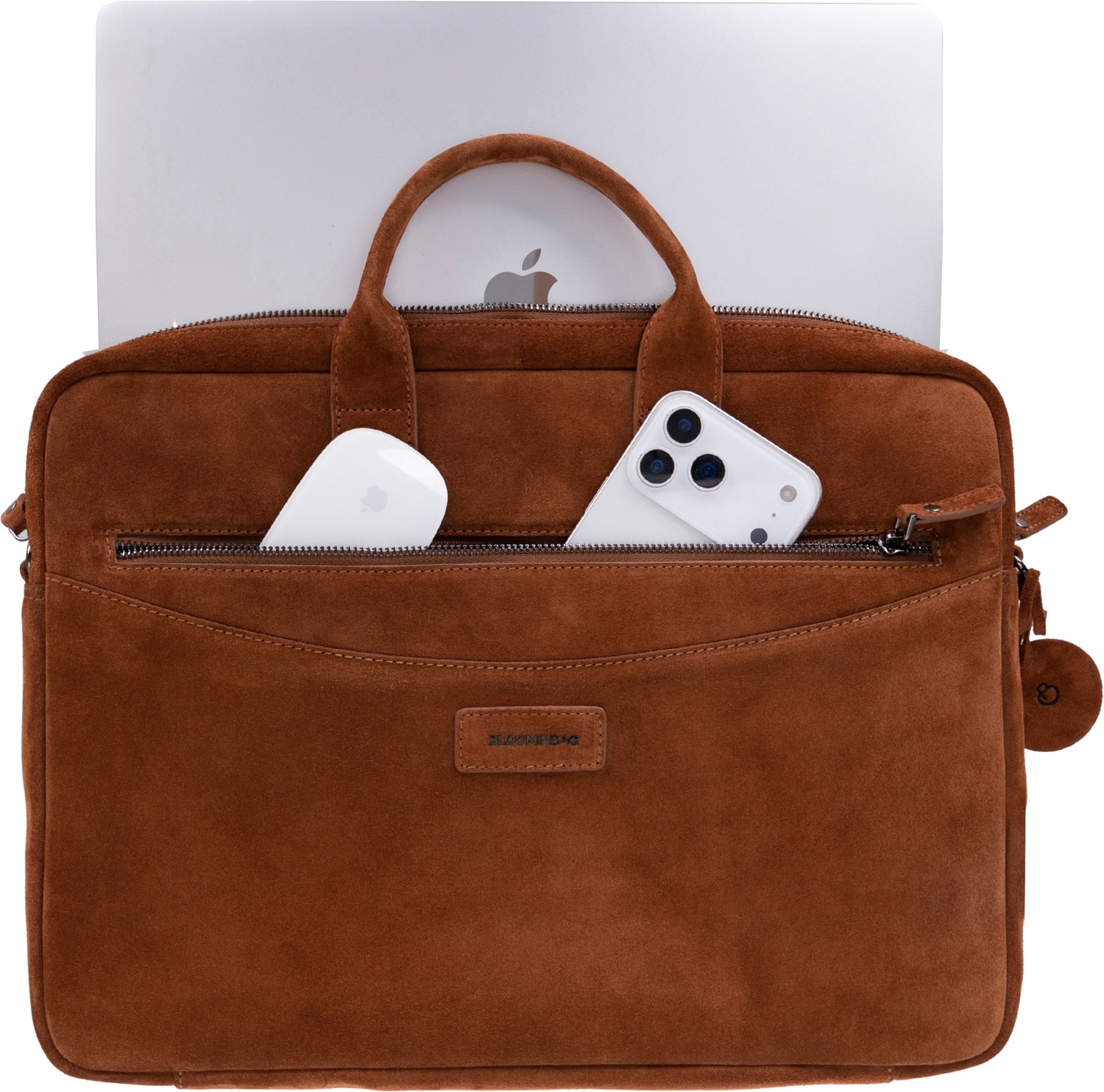 BloominBag Camel Still Hakiki Süet Deri 15-16 Inç Macbook/laptop Çantas görsel 3