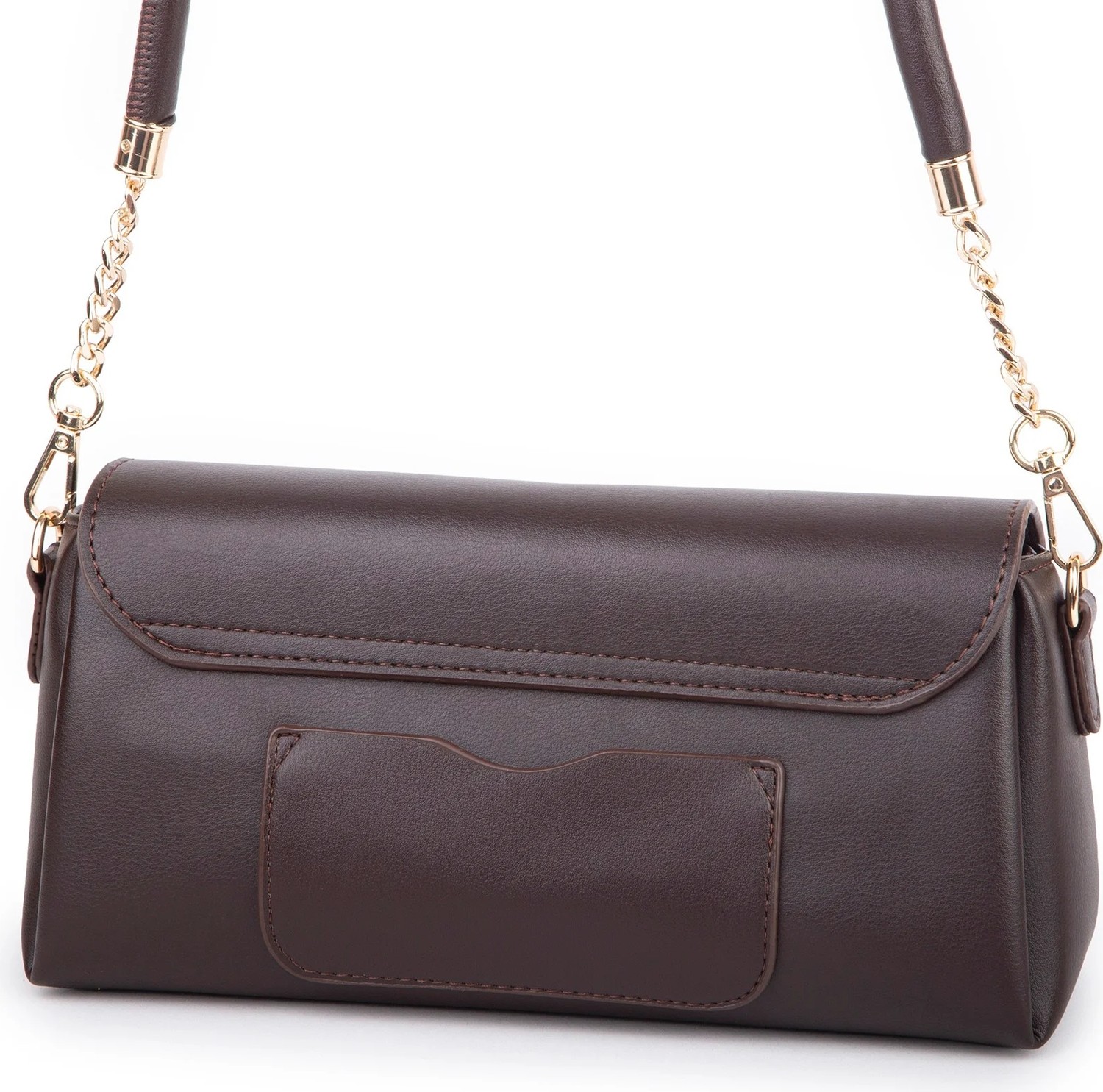 Nas Bag Kadın Sade Şık Omuz ve Çapraz Çanta (En 24 cm ;boy 12 cm ) Kahverengi görsel 3