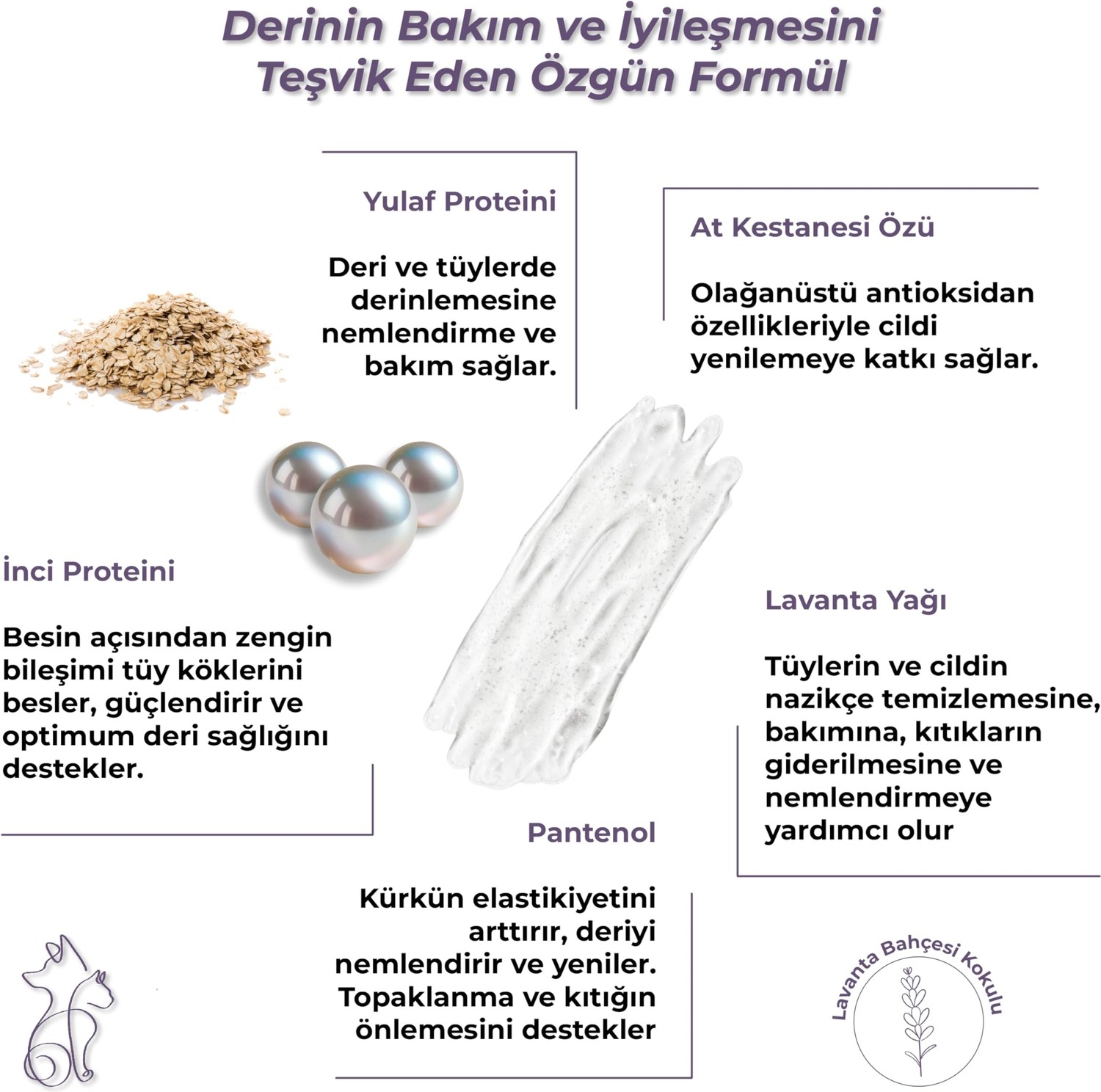 Aesco Kahu Naturals All In One Şampuan Nemlendirici, Köpek ve Kedi, Inci ve Yulaf Proteini, At Kestanesi, PANTENOL,%100 Doğal, 400 ml görsel 3