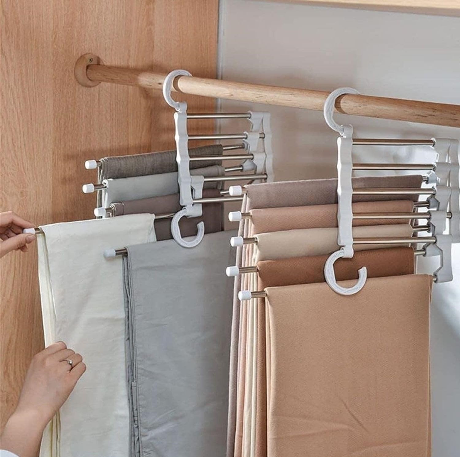 Aesco Busstier Çok Amaçlı Katmanlı Askılık Organizer, Dolap Içi Hareketli Pantolon, Kravat ve Şal Askı Sistemi görsel 5