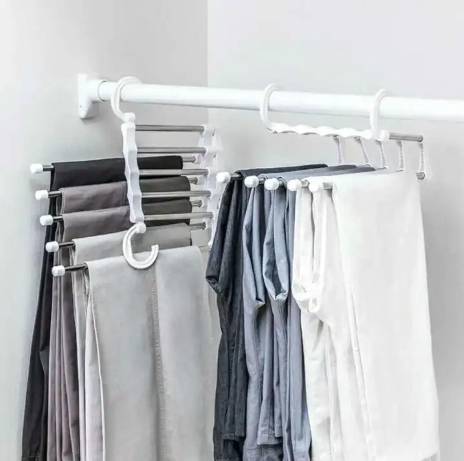 Odea Orret Home 2 Katlı Katlanabilir 5'li Pantolon Askısı,pantolon,kravat,etek Için Organizer Askı (Siyah) görsel 3