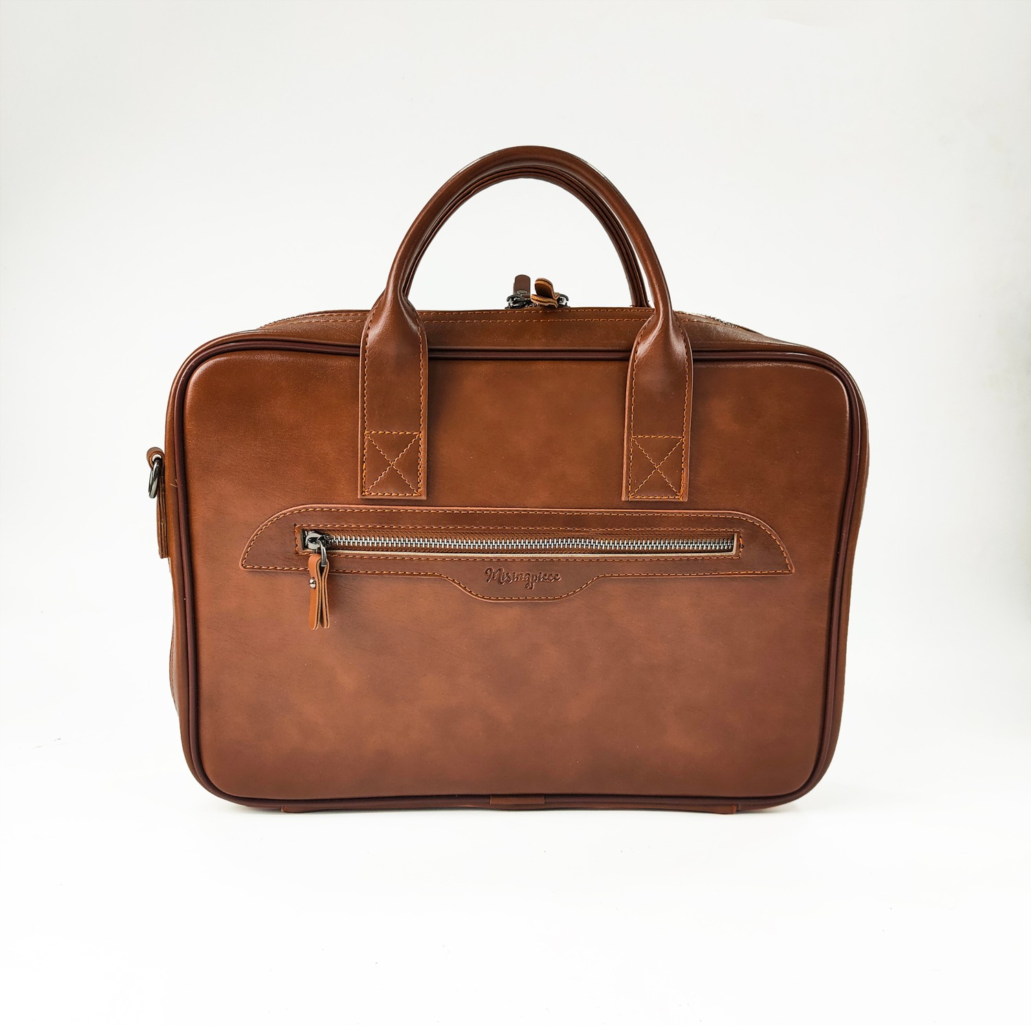 Misingpiece 16 Inç Askılı Deri Organizer Laptop Çantası görsel 6