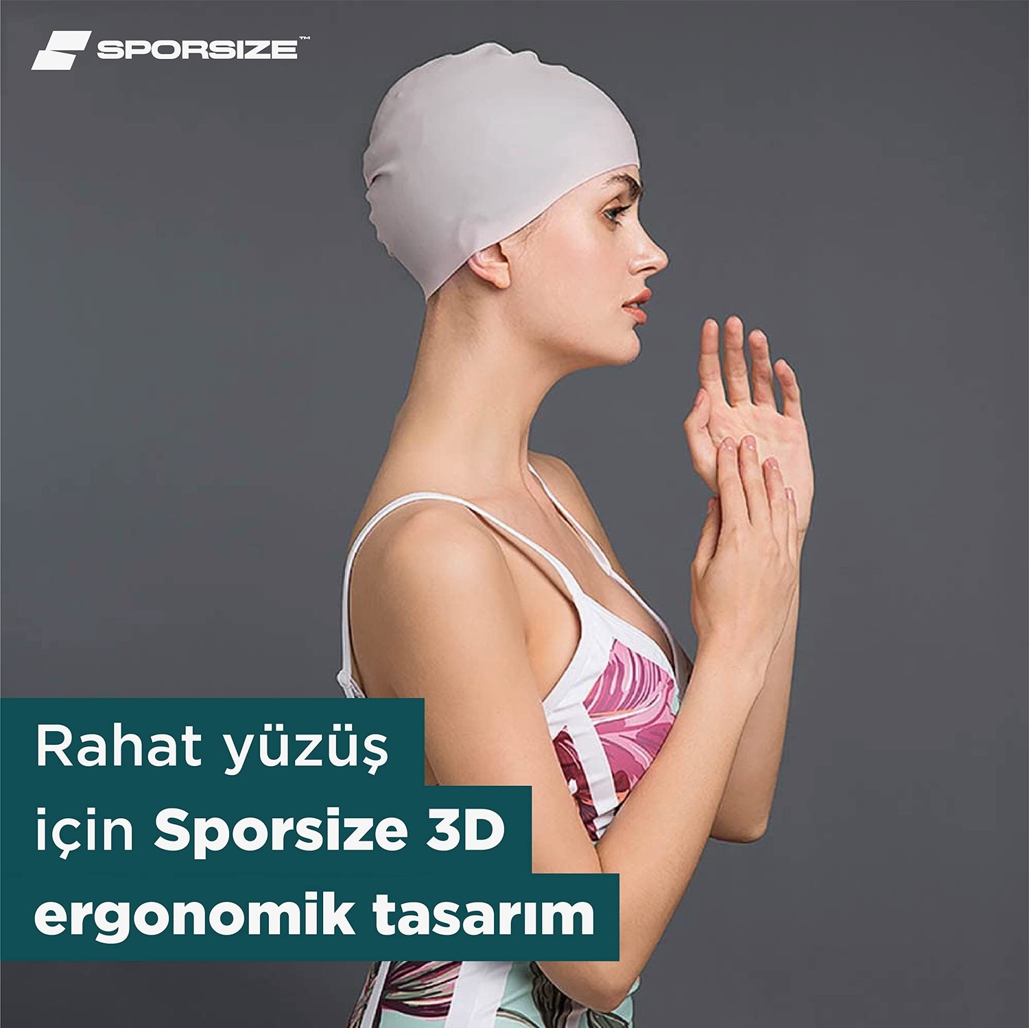 Die Grup Sporsize Silicone Swimming Cap - Deniz ve Havuz Silikon Yüzücü Bonesi (Lacivert) görsel 3