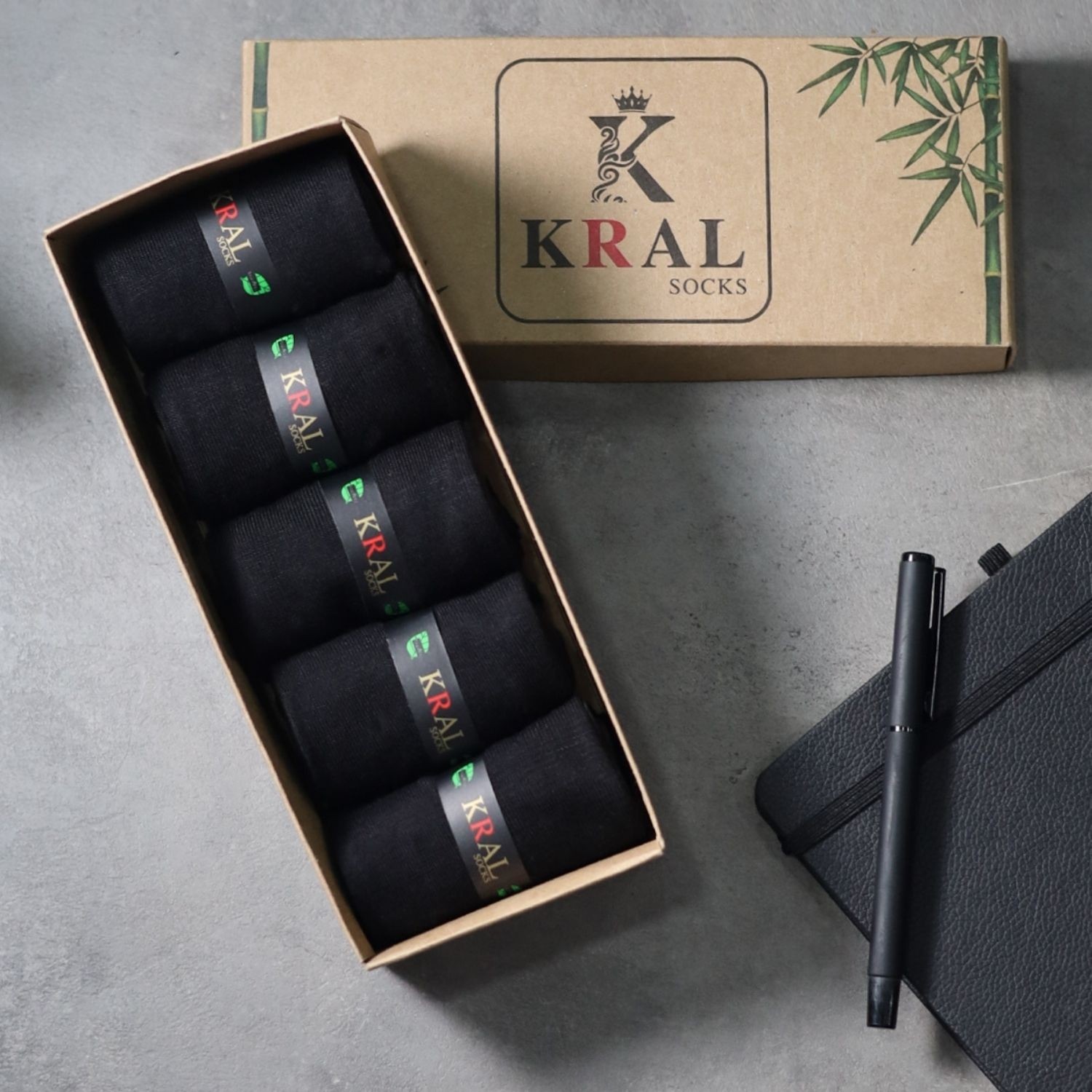 Kral Socks 5 Çift Bambu Dikişsiz Erkek Hediye Kutulu Çorap