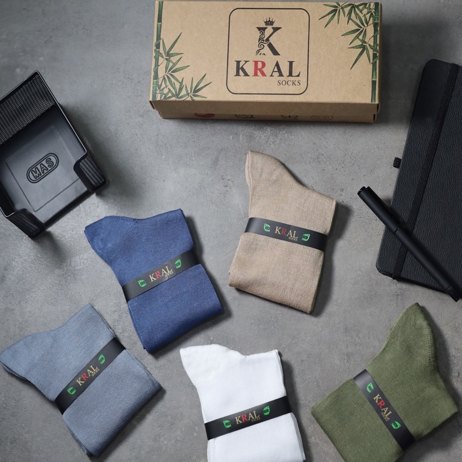 Kral Socks 5 Çift Bambu Dikişsiz Erkek Hediye Kutulu Çorap görsel 2