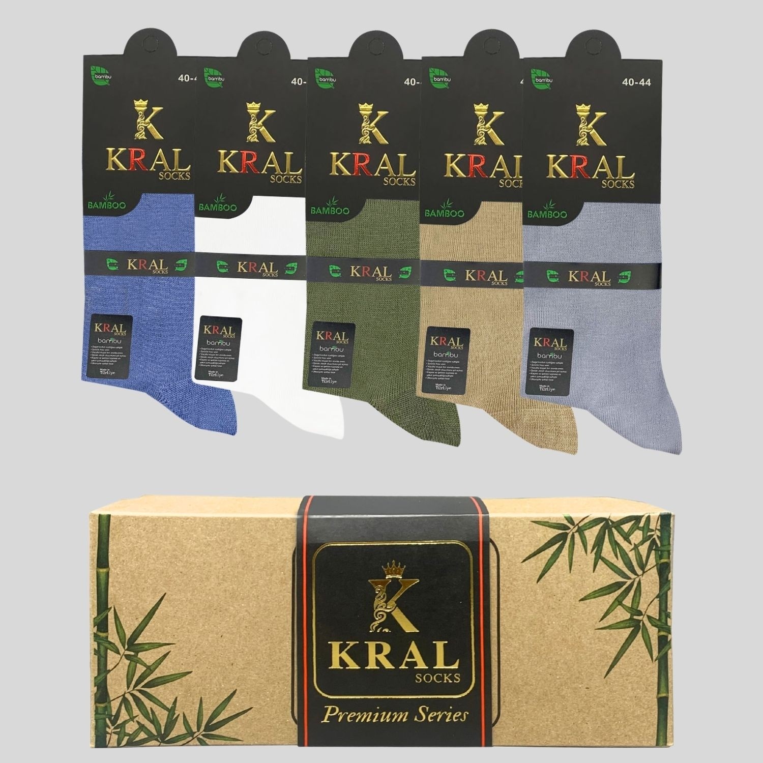 Kral Socks 5 Çift Bambu Dikişsiz Erkek Hediye Kutulu Çorap görsel 5
