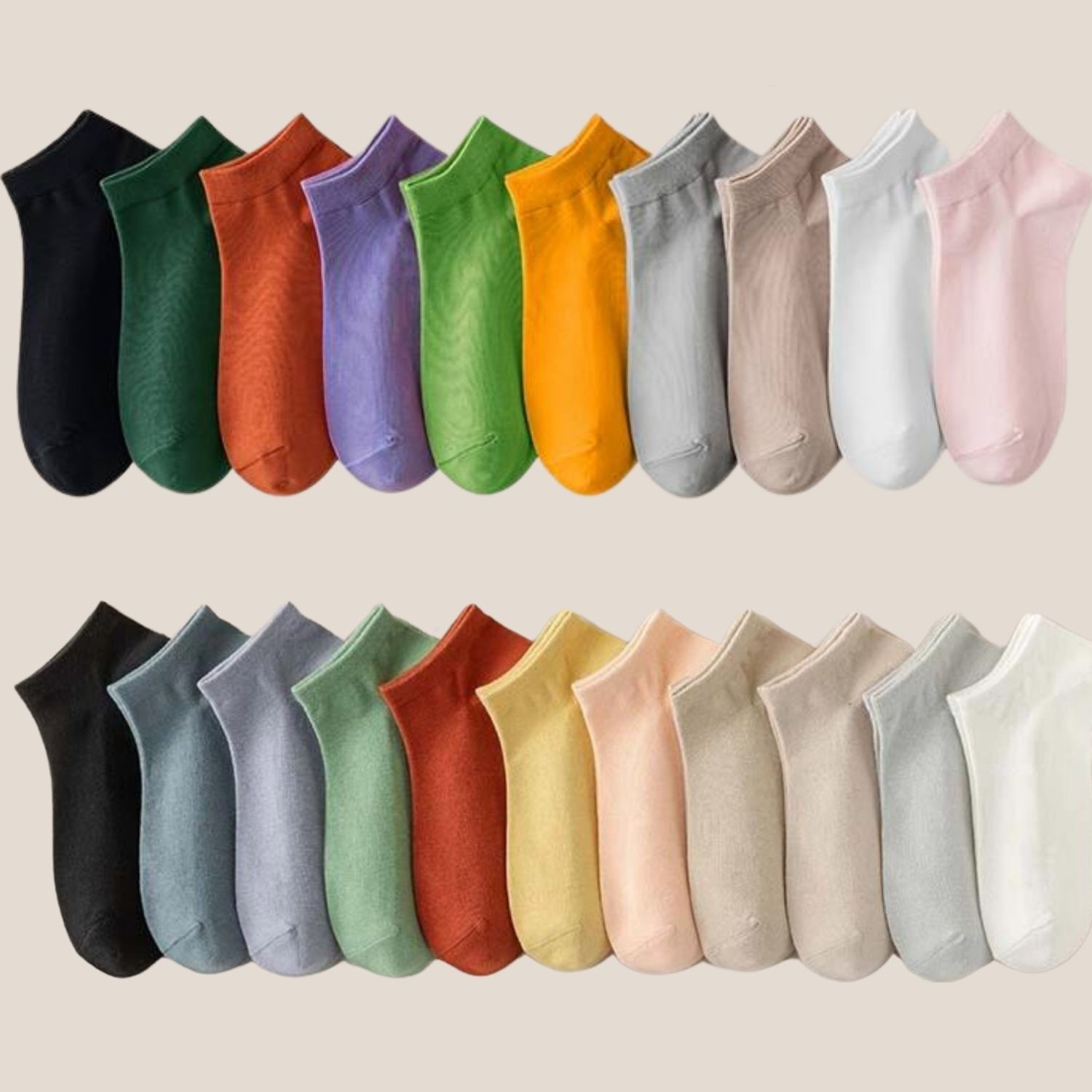 Kral Socks Renkli (10 Çift) Likralı Pamuklu Penye Kadın Patik Çorap görsel 2