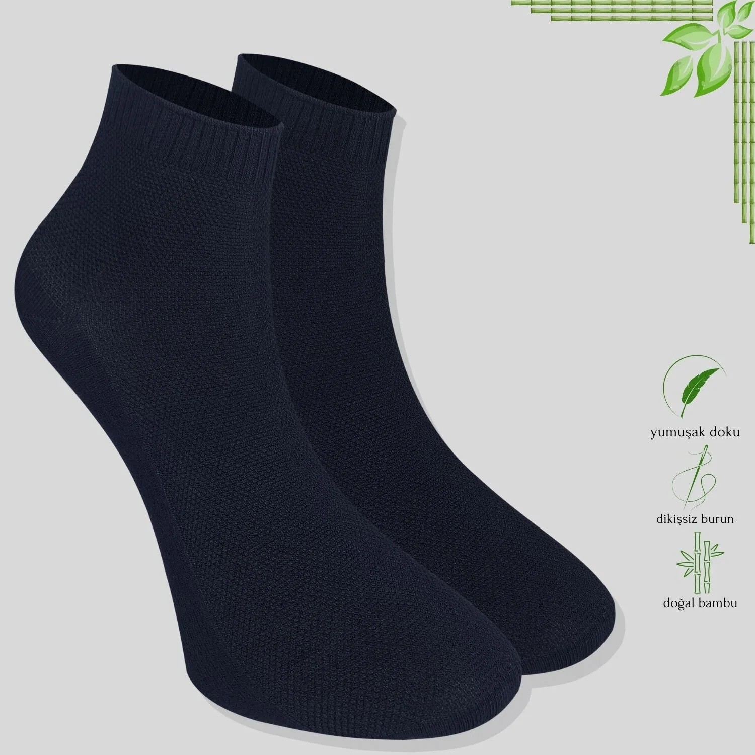 Kral Socks - Erkek Patik Lacose Kabartma Desenli (5 Adet) Bambu Dikişsiz Parfümlü Kısa Çorap görsel 7