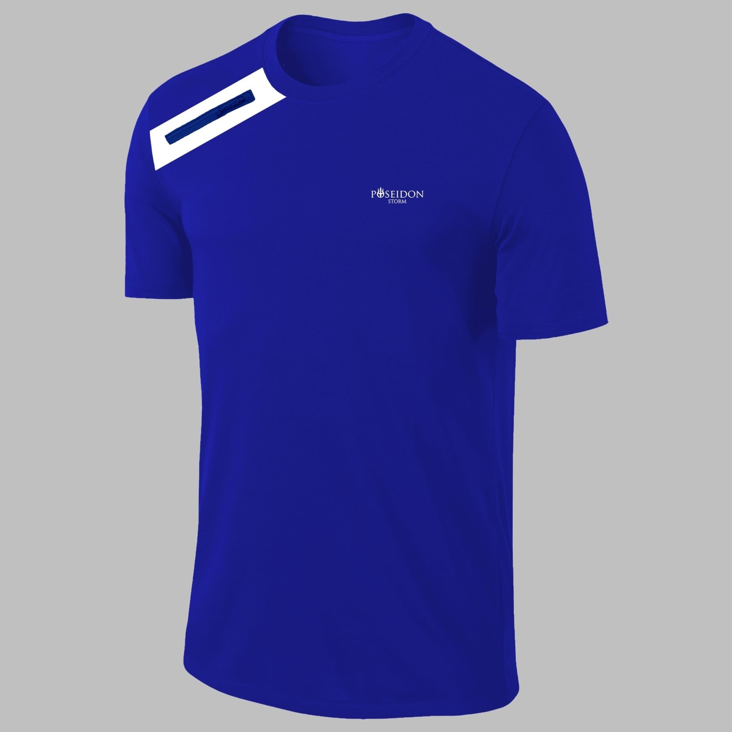 POSEIDON STORM Yeni Seri Büyük Beden Erkek Mavi Dri-Fit Kumaş Baskısız Bisiklet Yaka T-Shirt (4xl- 10XL)