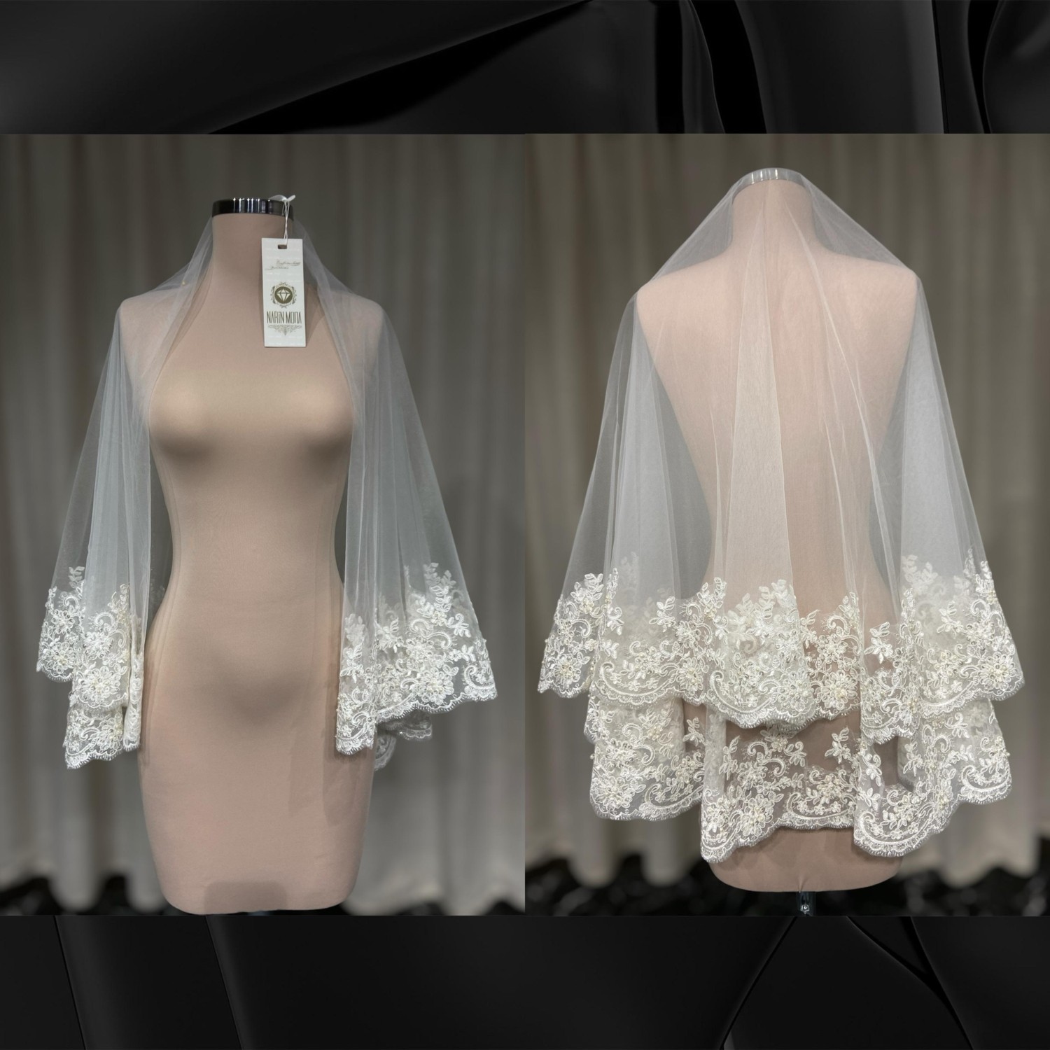Narin Moda NARİN MODA GELİNLİK KISA DANTELLİ DUVAK