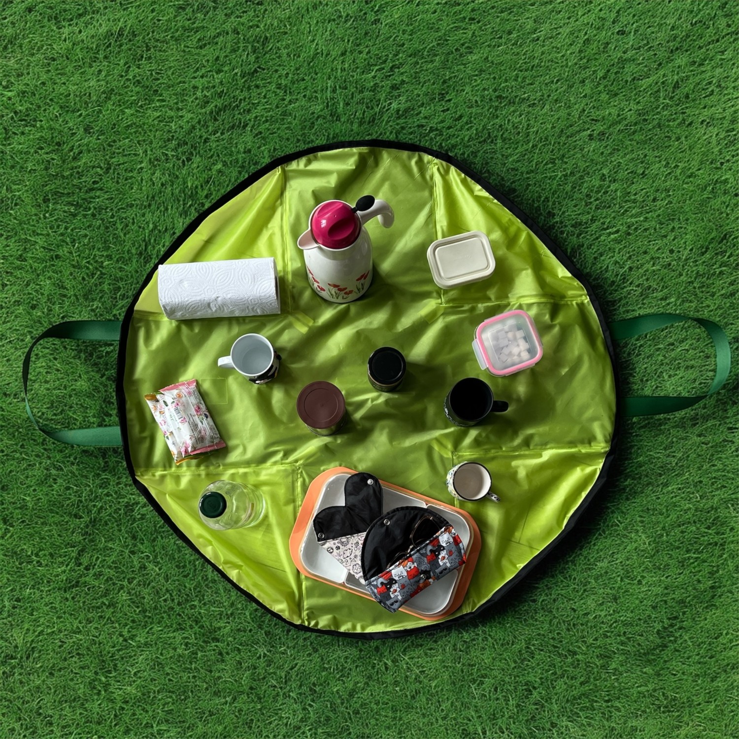 Moserini Renkli Büyük Boy Fermuarlı Piknik, Plaj Kamp Çantası / Örtüsü Ergonomik Tasarım ile Pratik görsel 3