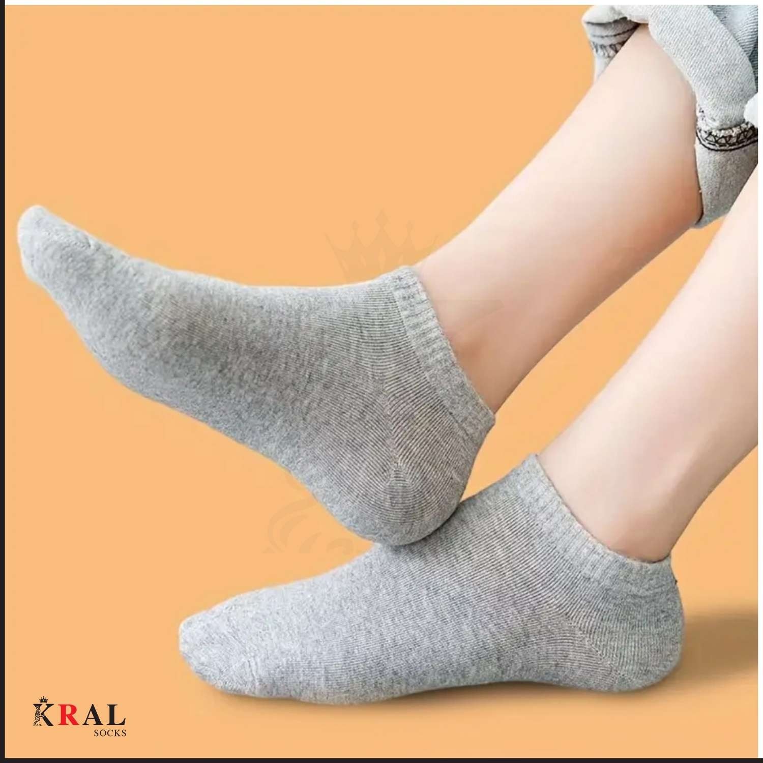 Kral Socks Kadın - Erkek (20 Çift ) Düz Desen Ekonomik Bilek Boy Patik Çorap görsel 3