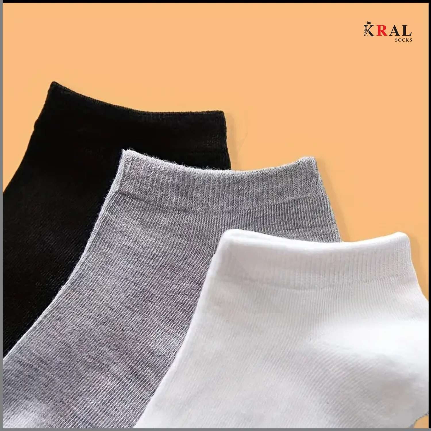 Kral Socks Kadın - Erkek (20 Çift ) Düz Desen Ekonomik Bilek Boy Patik Çorap görsel 5
