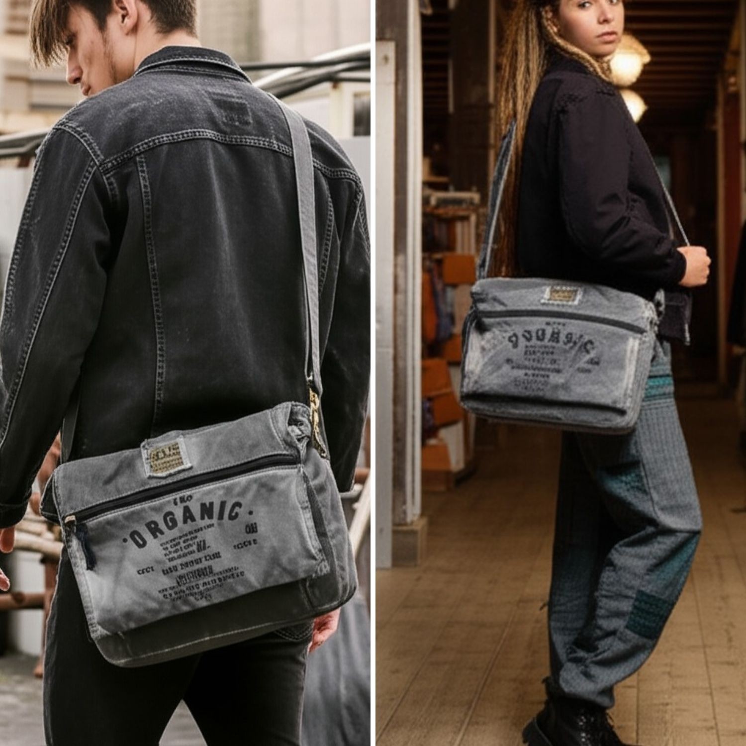 Dark Cotton 8128 Salaş Kanvas Omuz Postacı Koyu Kahverengi 15.6" Laptop Okul Seyahat Günlük Vintage Pamuk Çanta görsel 5