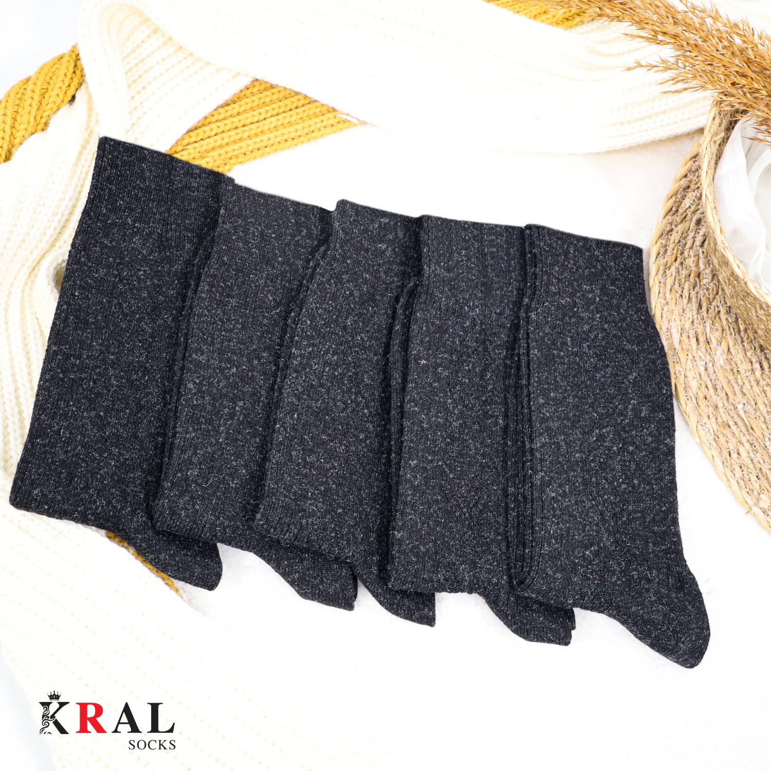 Kral Socks 5 Çift Kadın Lambswool Termal Kışlık Çorap görsel 8