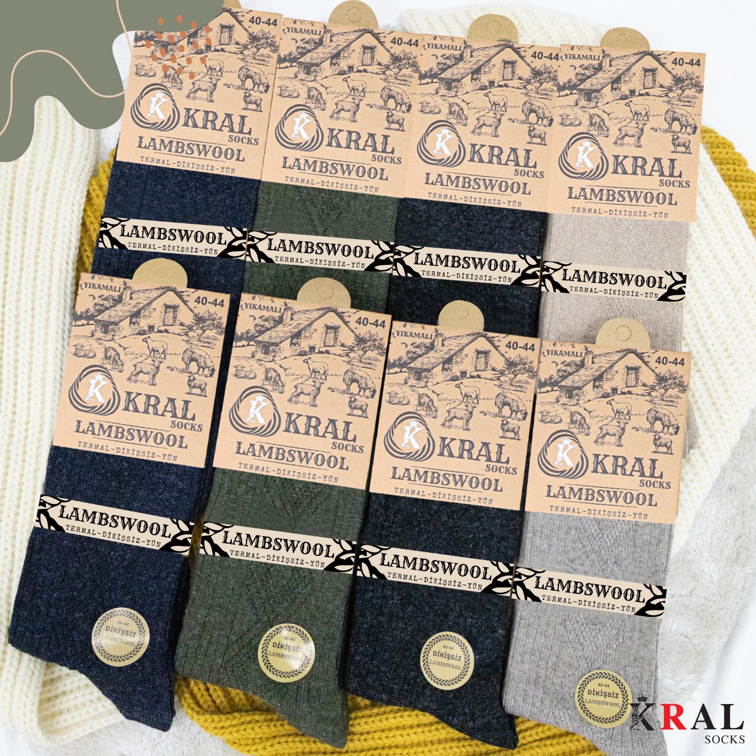 Kral Socks Kral 8'li Kışlık Thermal Etkili Ince Örgülü Çorap, Lambswool Yünlü (Kuzu Yünlü) görsel 2