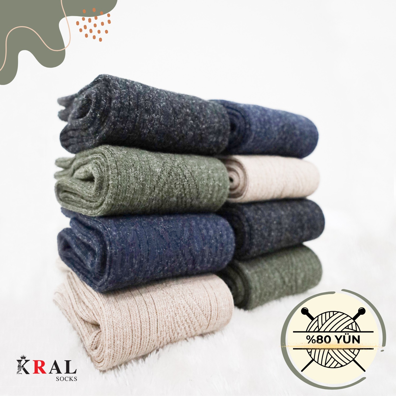 Kral Socks Kral 8'li Kışlık Thermal Etkili Ince Örgülü Çorap, Lambswool Yünlü (Kuzu Yünlü) görsel 4