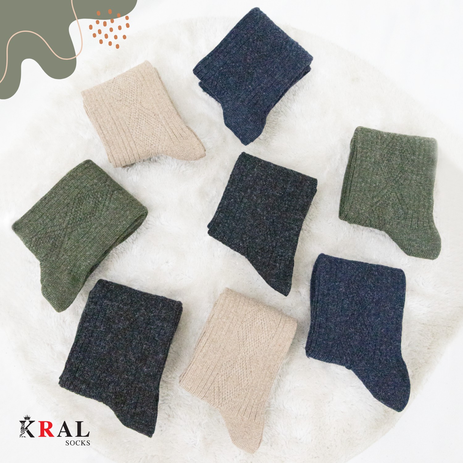 Kral Socks Kral 8'li Kışlık Thermal Etkili Ince Örgülü Çorap, Lambswool Yünlü (Kuzu Yünlü) görsel 5