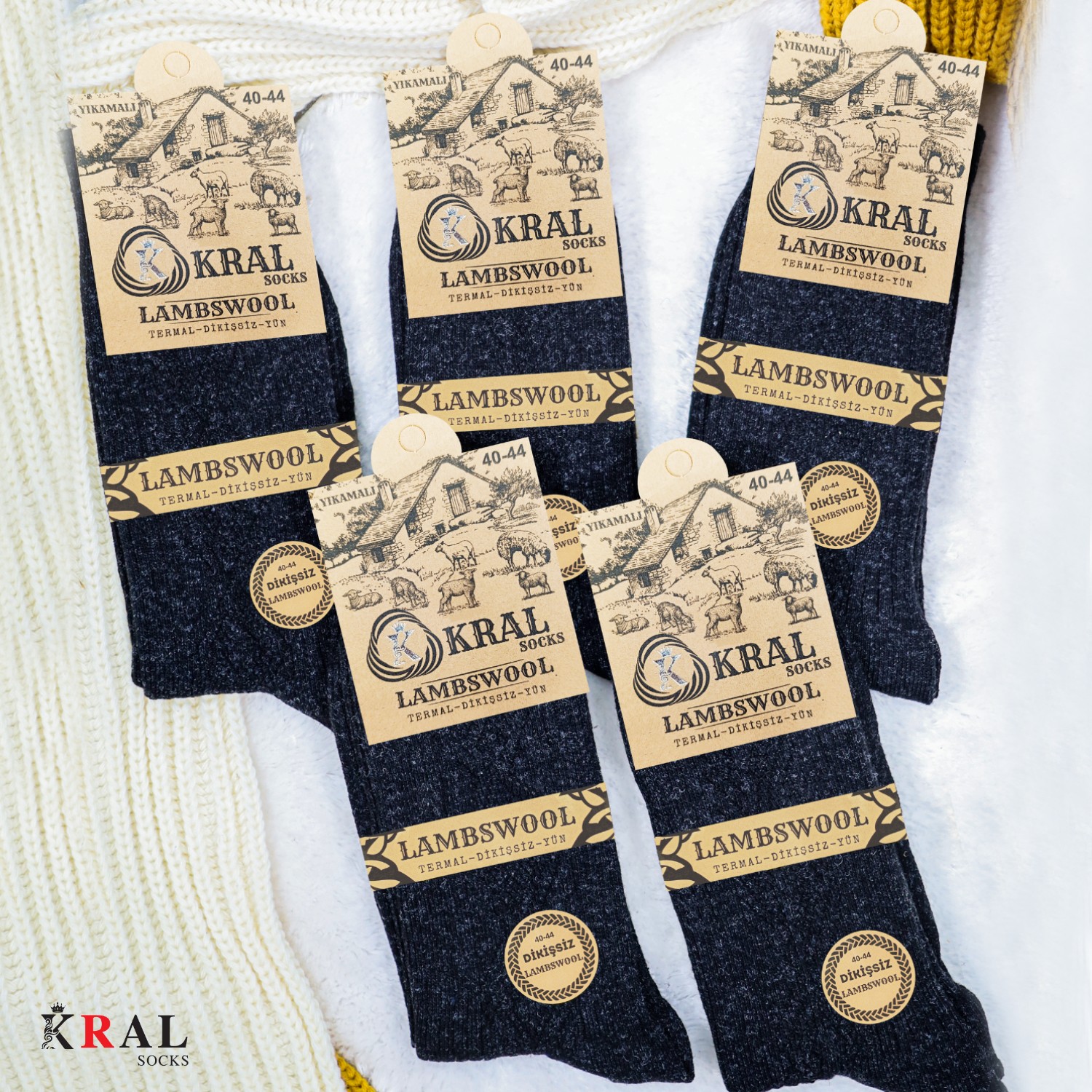Kral Socks Erkek Kışlık Termal Etkili (5'li Paket) Lambswool Kuzu Yün Çorap görsel 7