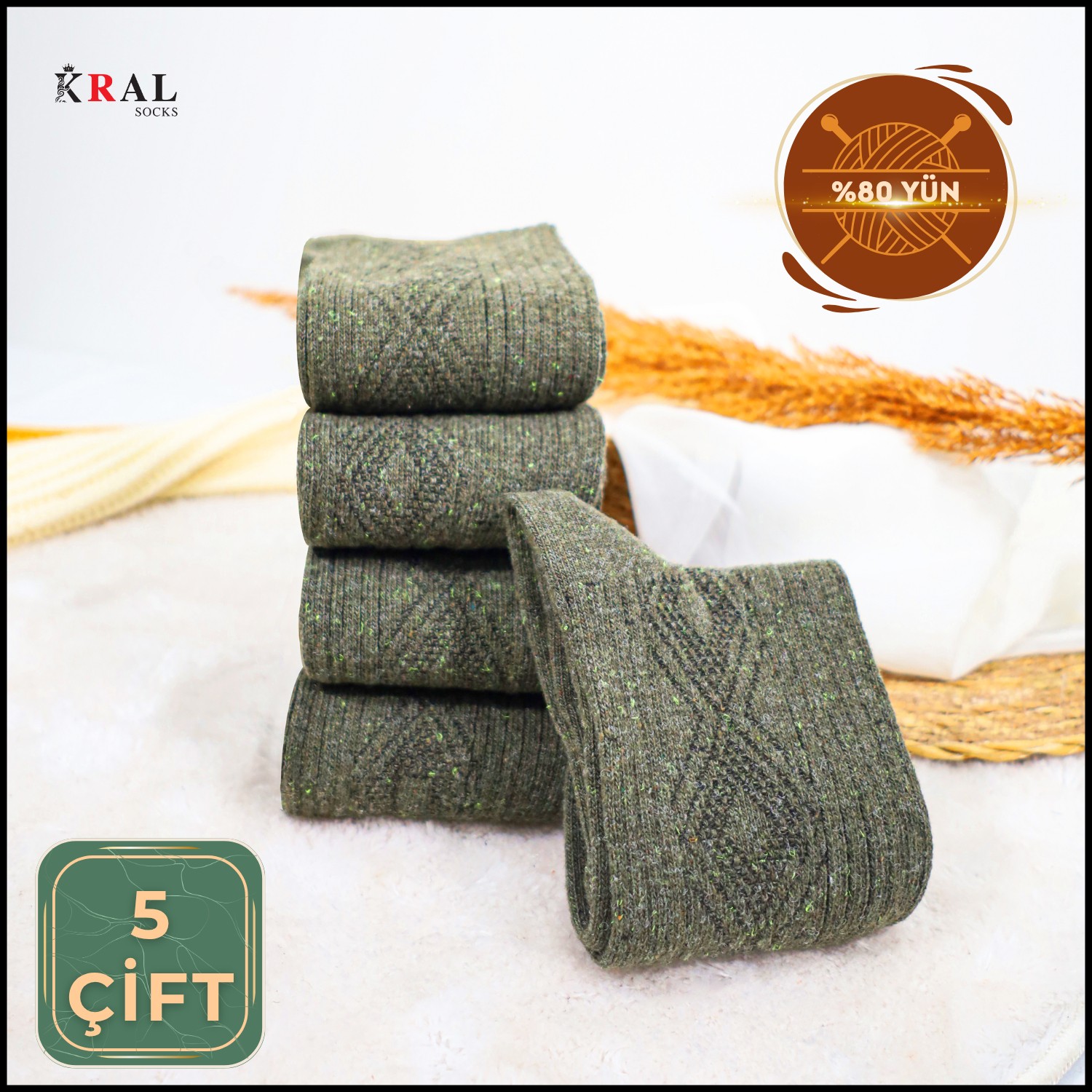 Kral Socks 5 Çift Kadın Lambswool Termal Kışlık Çorap görsel 2