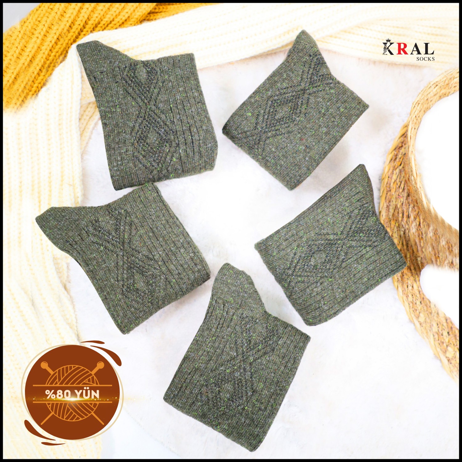 Kral Socks 5 Çift Kadın Lambswool Termal Kışlık Çorap görsel 5