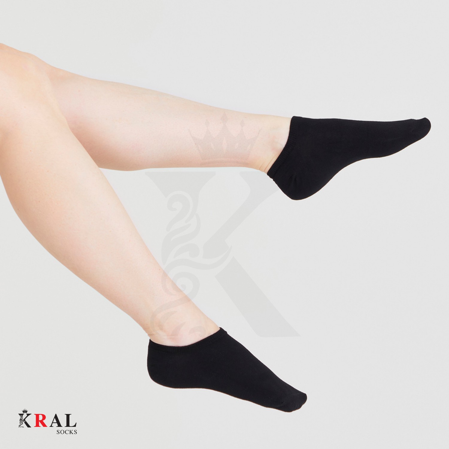 Kral Socks Erkek - Kadın Düz Desen (10 Çift) Snikers Pamuklu Terletmez Çorap görsel 4