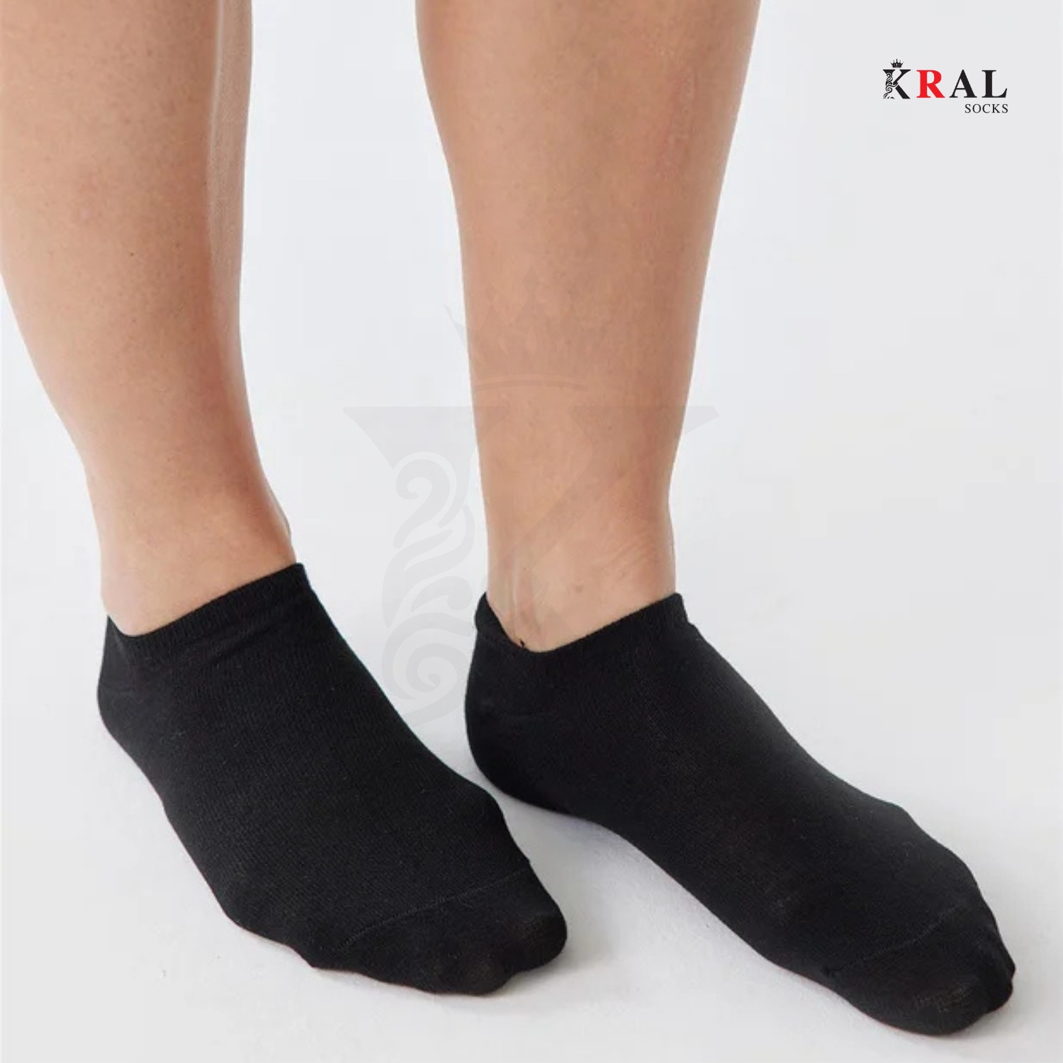 Kral Socks Erkek - Kadın Düz Desen (10 Çift) Snikers Pamuklu Terletmez Çorap görsel 5