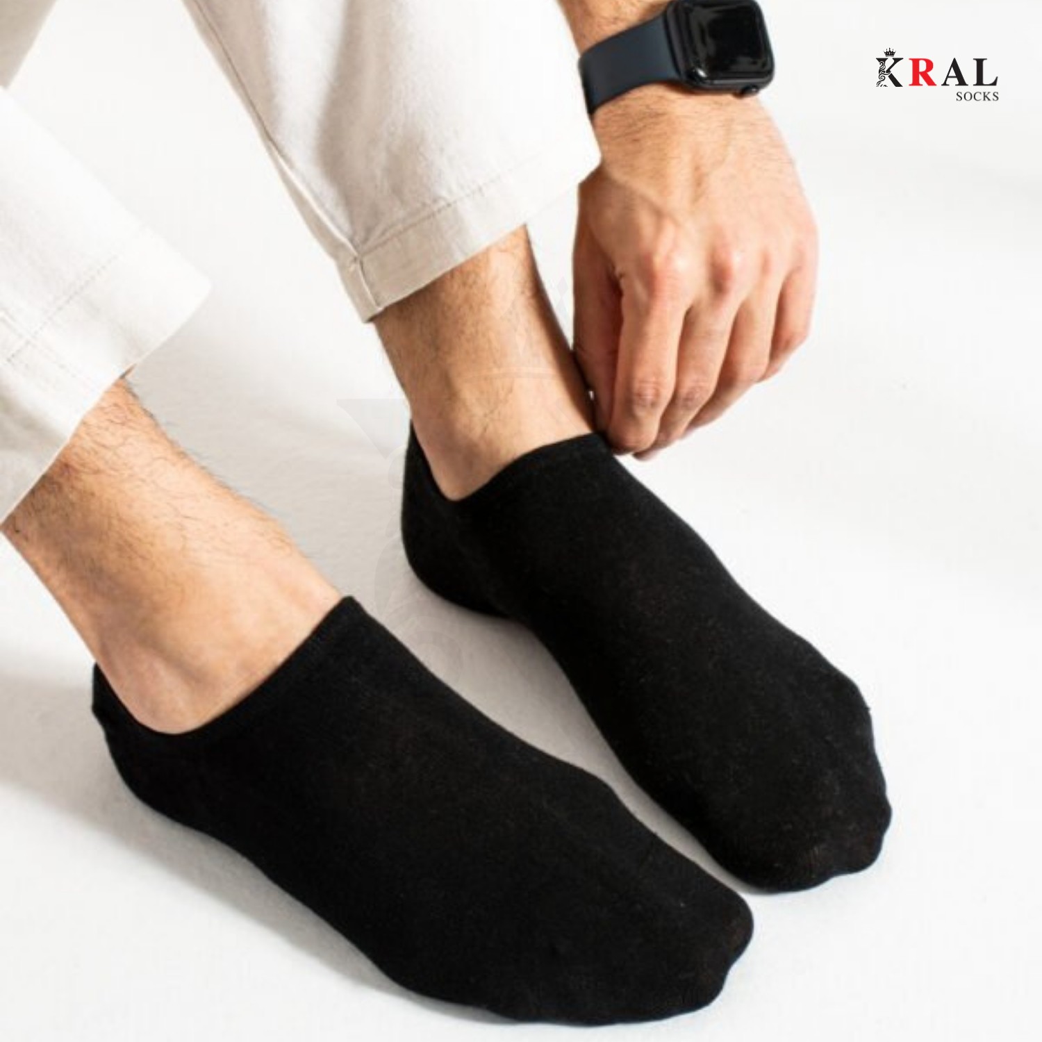 Kral Socks Erkek - Kadın Düz Desen (10 Çift) Snikers Pamuklu Terletmez Çorap görsel 7
