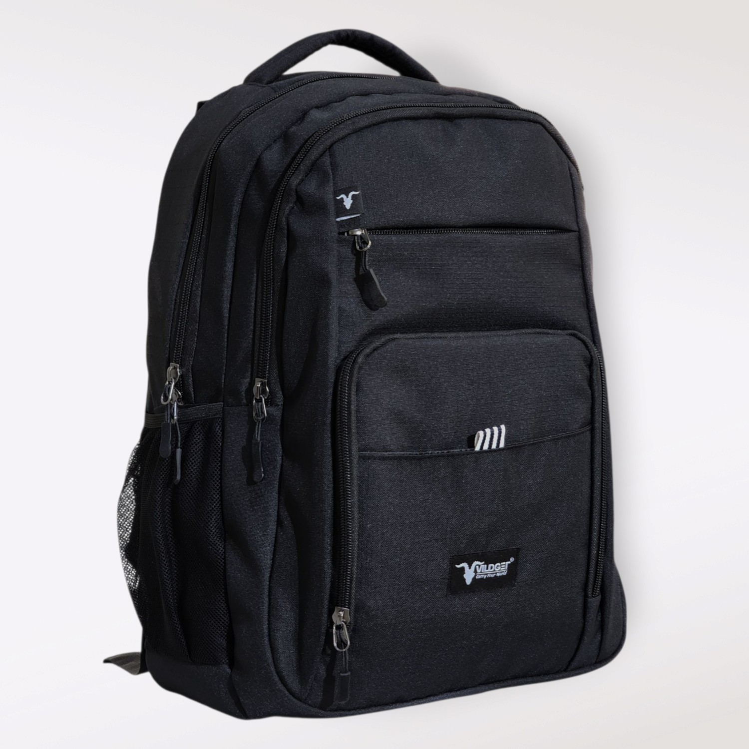 Vildget Unisex Laptop Bölmeli Çok Cepli Spor Seyehat Ve Okul İçin Uygun Siyah Sırt Çantası görsel 2
