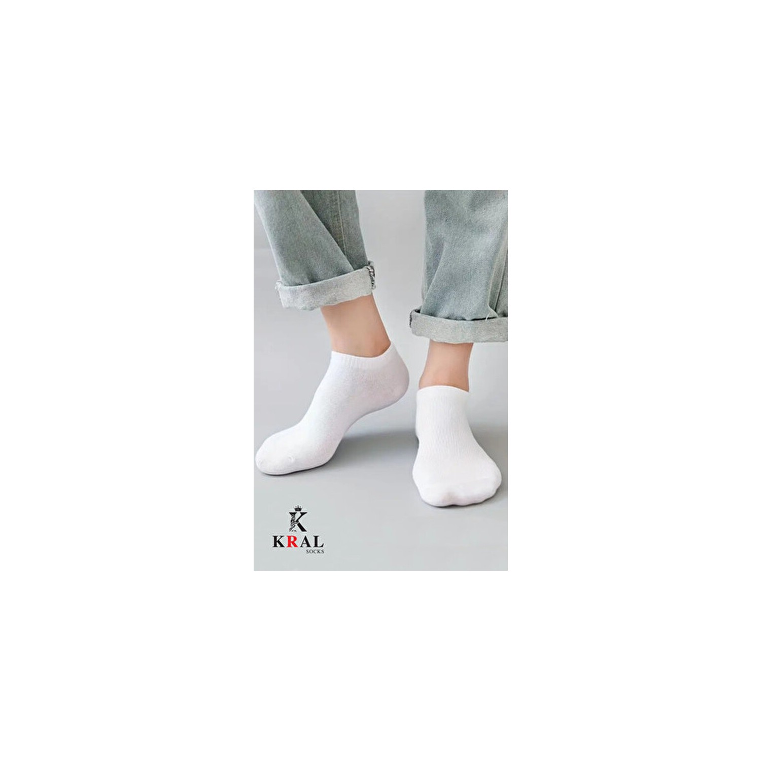 Kral Socks Ekonomik Bilek Boy Patik Çorap Düz Desen Yıkamalı Pamuklu 10 Çift görsel 2
