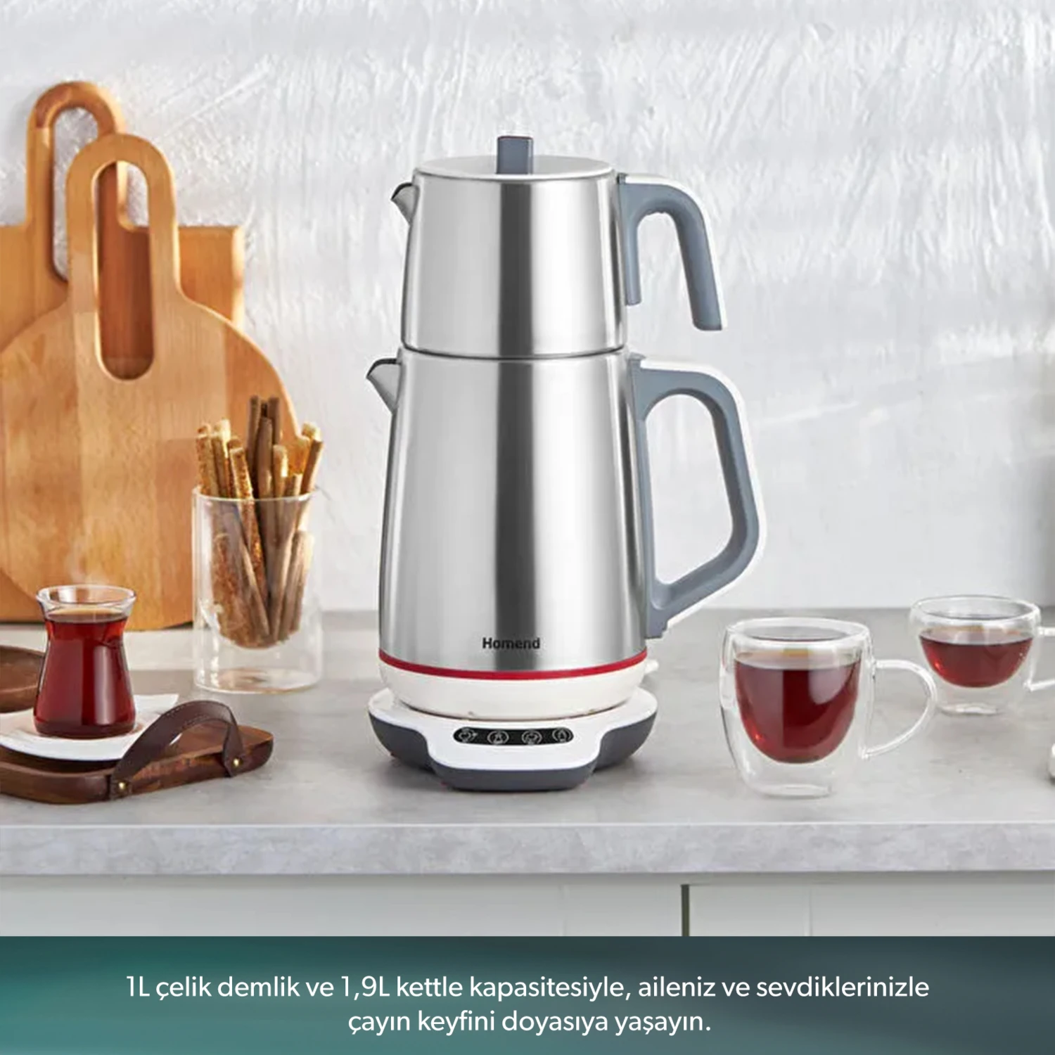 Resim Homend Royaltea 1709H Konuşan Çay Makinesi (Dokunmatik Baza) 