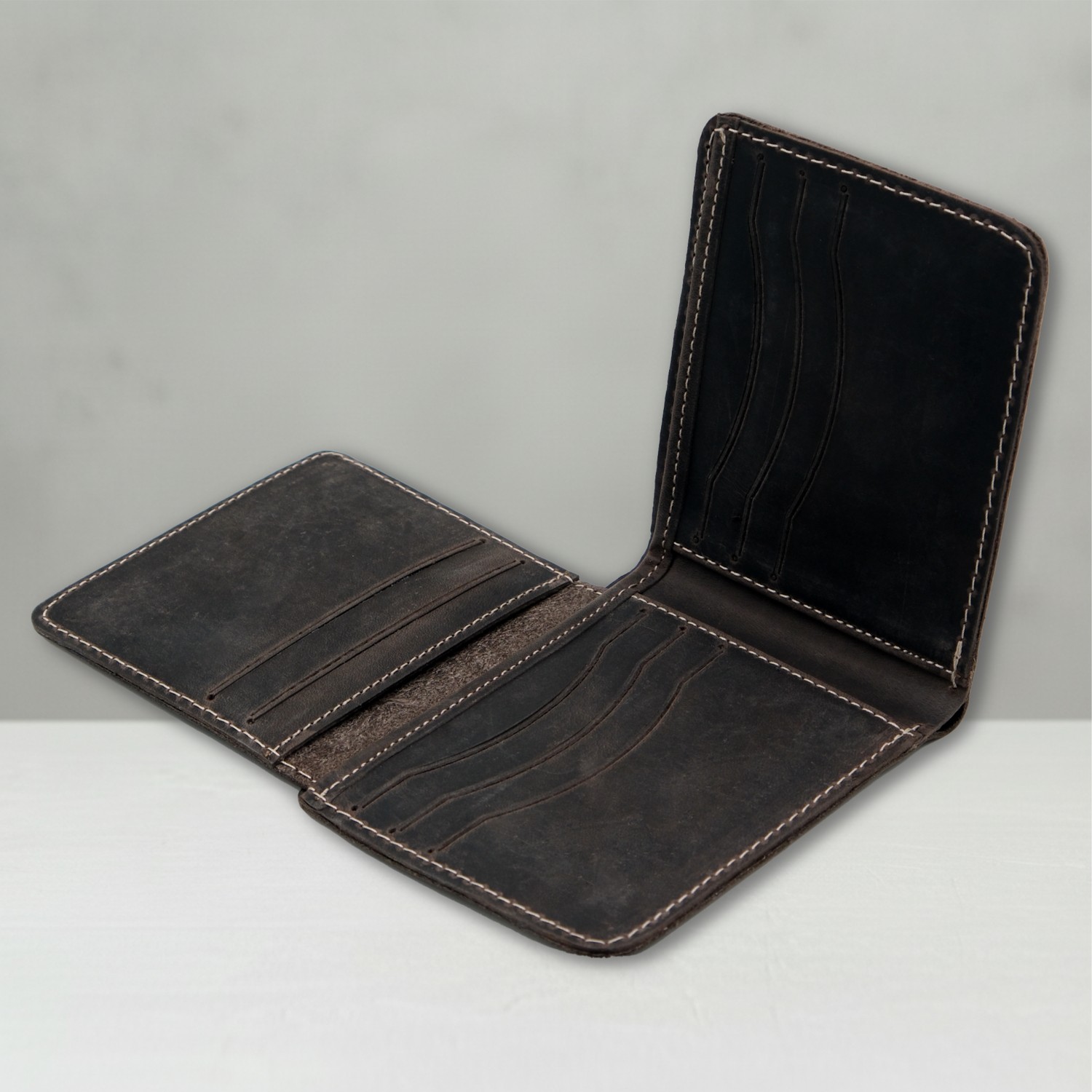 LUQA Leather %100 Hakiki Deri El Yapımı Erkek Cüzdanı | Minimalist Tasarım | 12 Bölmeli | Kartlık | Siyah