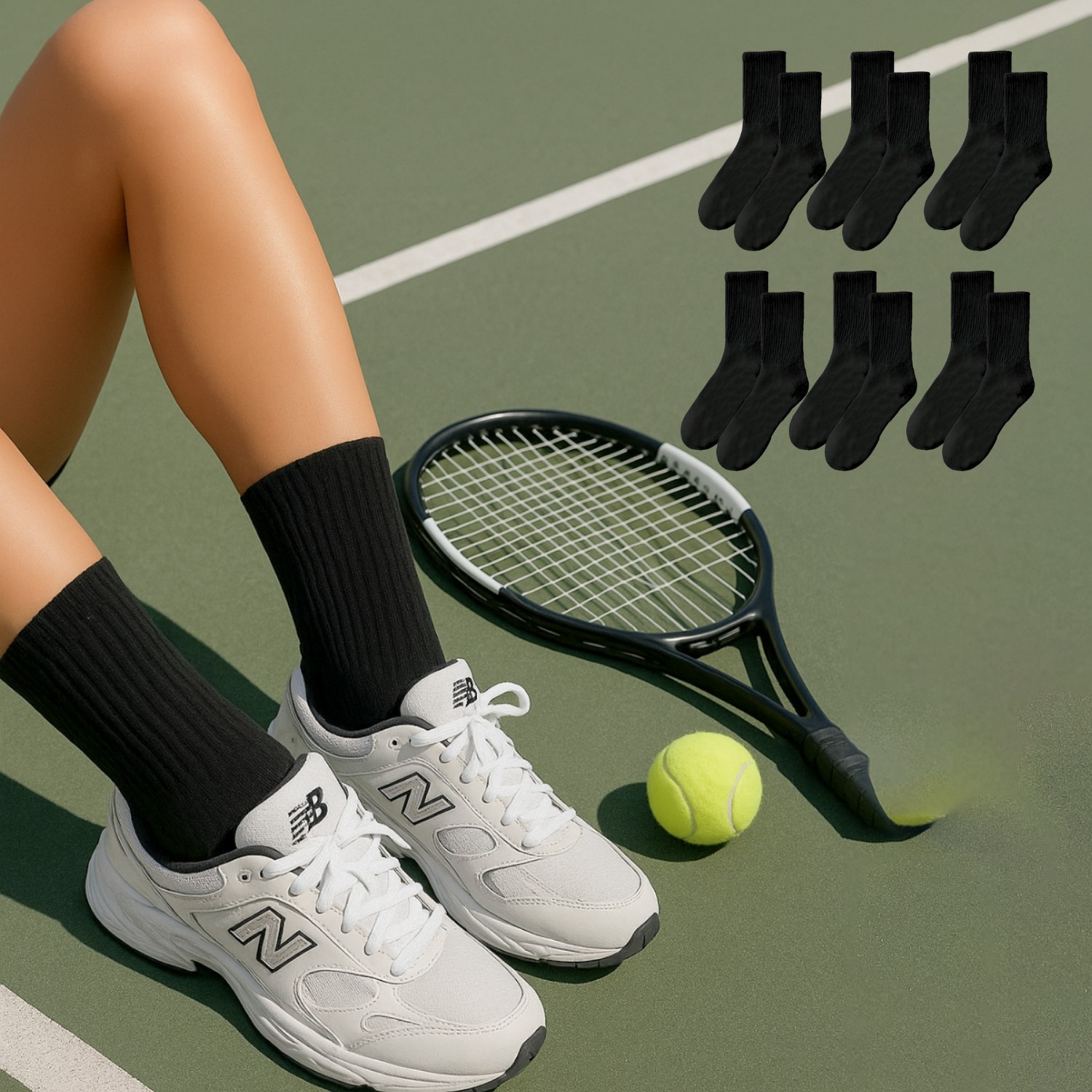 Kral Socks Unisex 6 Çift Pamuklu Tenis Spor Uzun Soket Boy Çorap