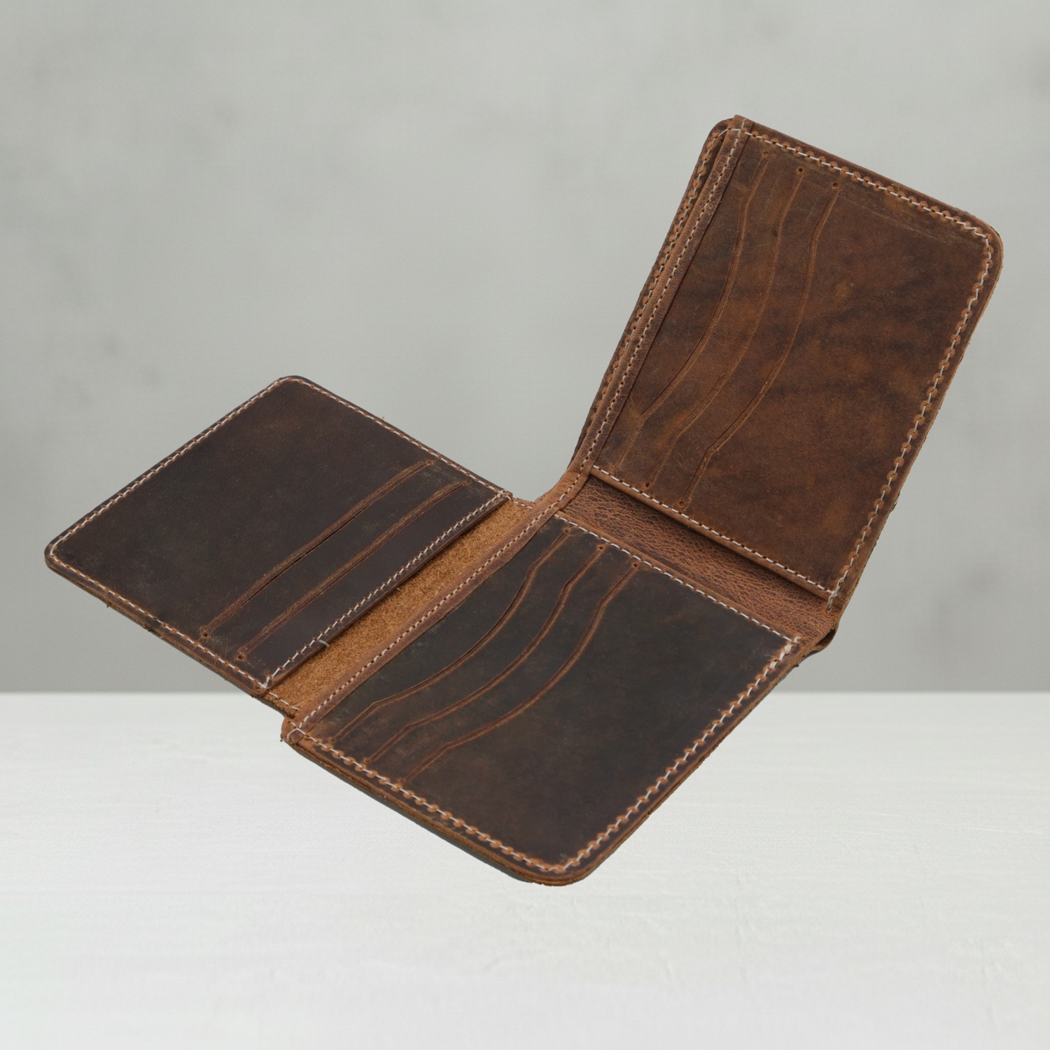 LUQA Leather %100 Hakiki Deri El Yapımı Erkek Cüzdanı | Minimalist Tasarım | Kartlık | Kahverengi