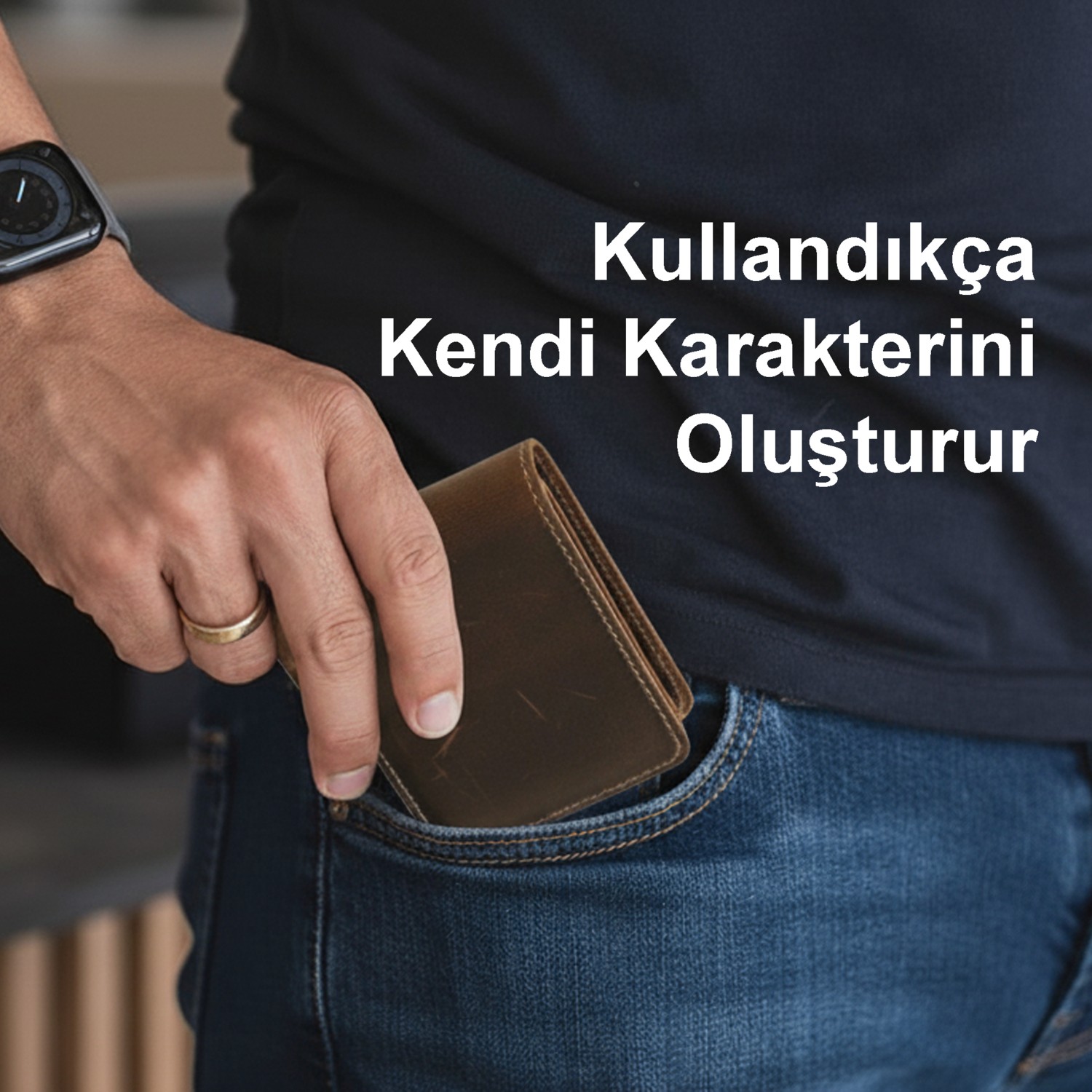 LUQA Leather %100 Hakiki Deri El Yapımı Erkek Cüzdanı | Minimalist Tasarım | Kartlık | Kahverengi görsel 4