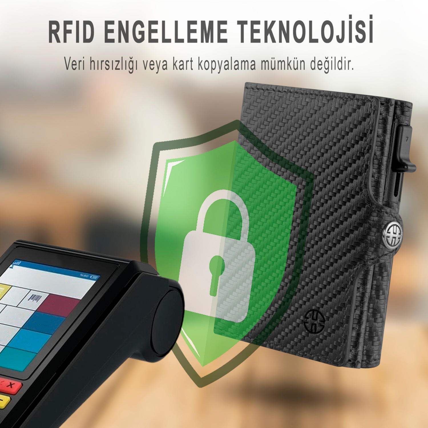 Trusador Palermo Carbon Mekanizmalı Üçe Katlanır Kartlık Hakiki Deri Cüzdan Unisex Kadın Erkek Rfid Korumalı görsel 7
