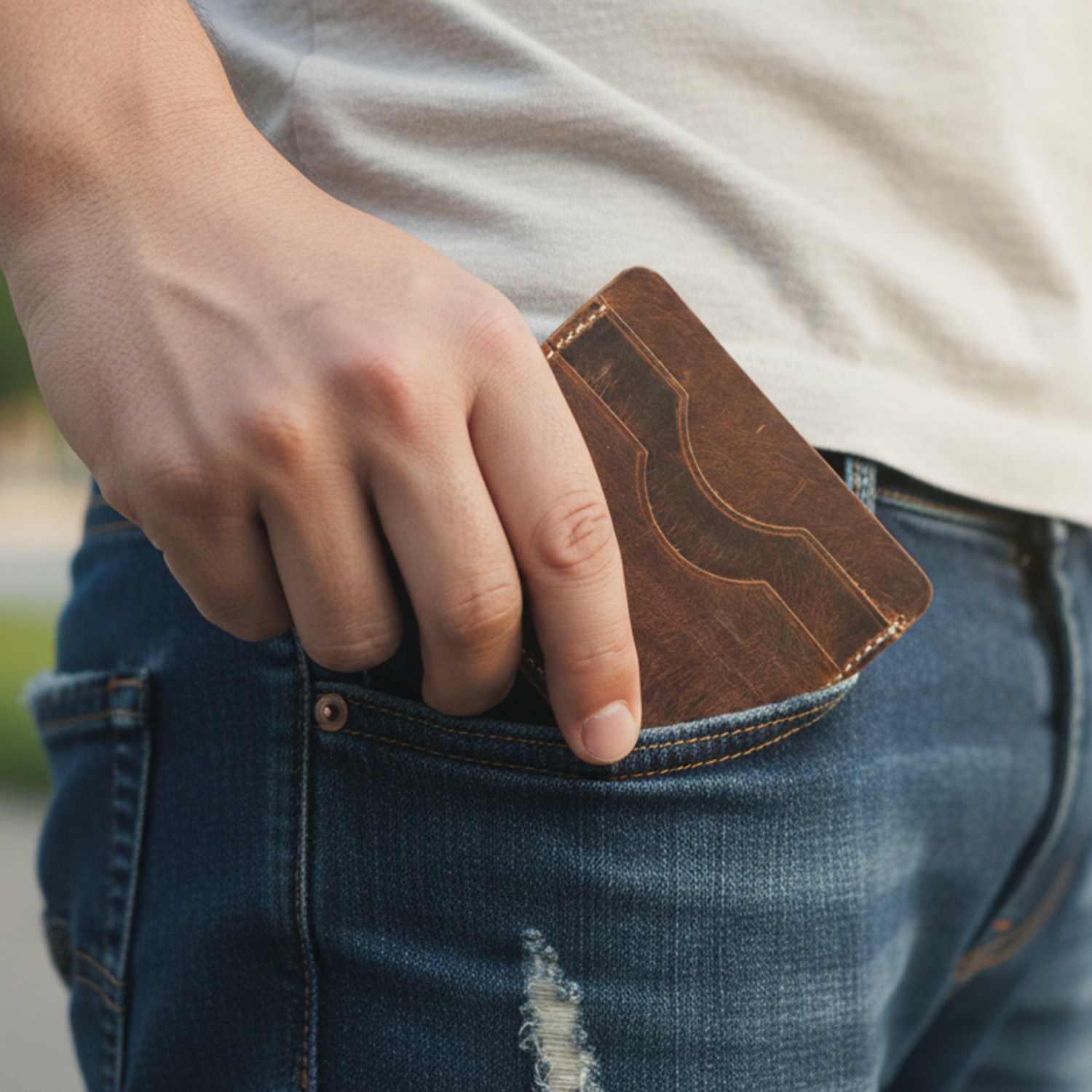 LUQA Leather El Yapımı Hakiki Deri 5 Bölmeli Slim Kartlık Cüzdan Kahverengi - Unisex Kredi Kartı ve Kimlik Cüzdanı görsel 4